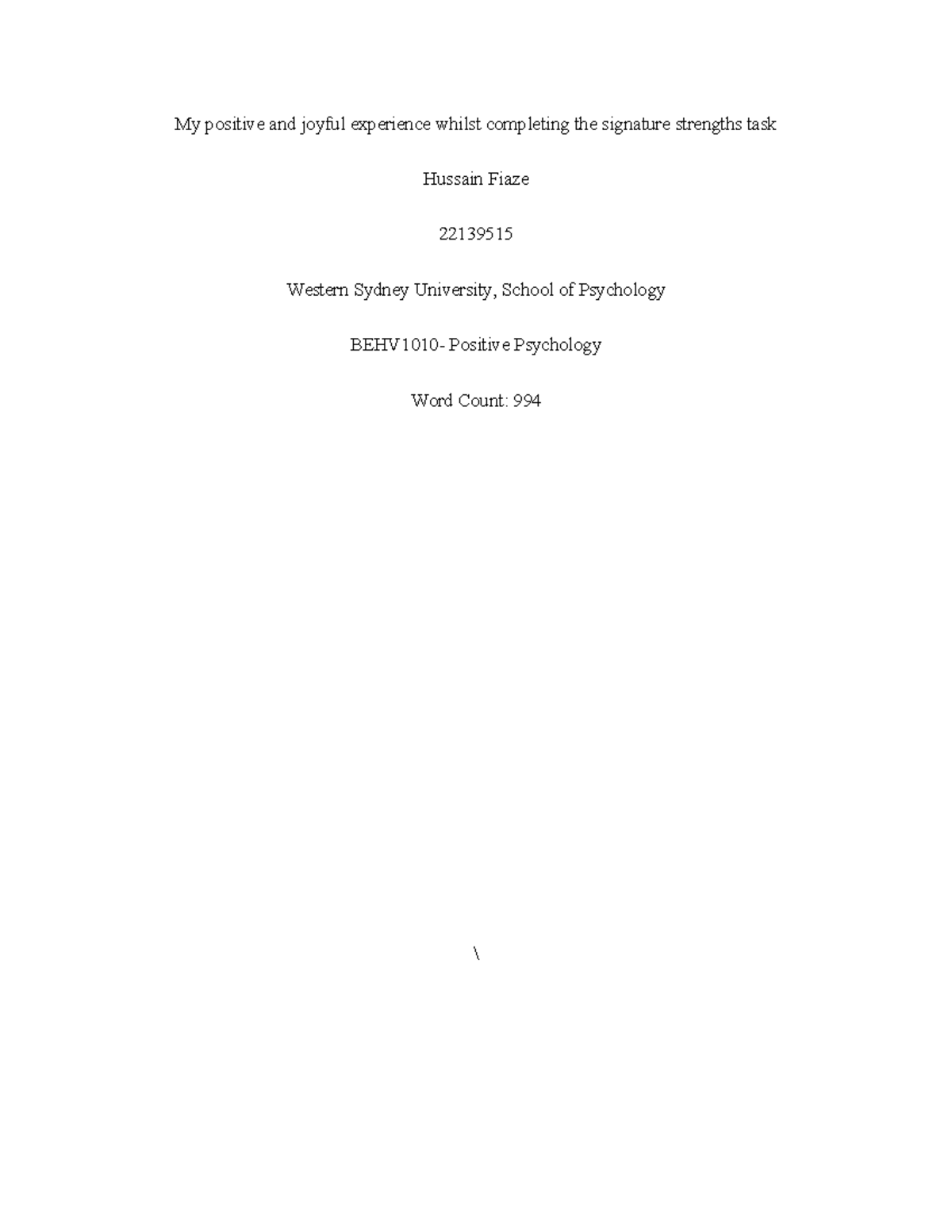 My positive and joyful experience whilst completing the sign - Being ...