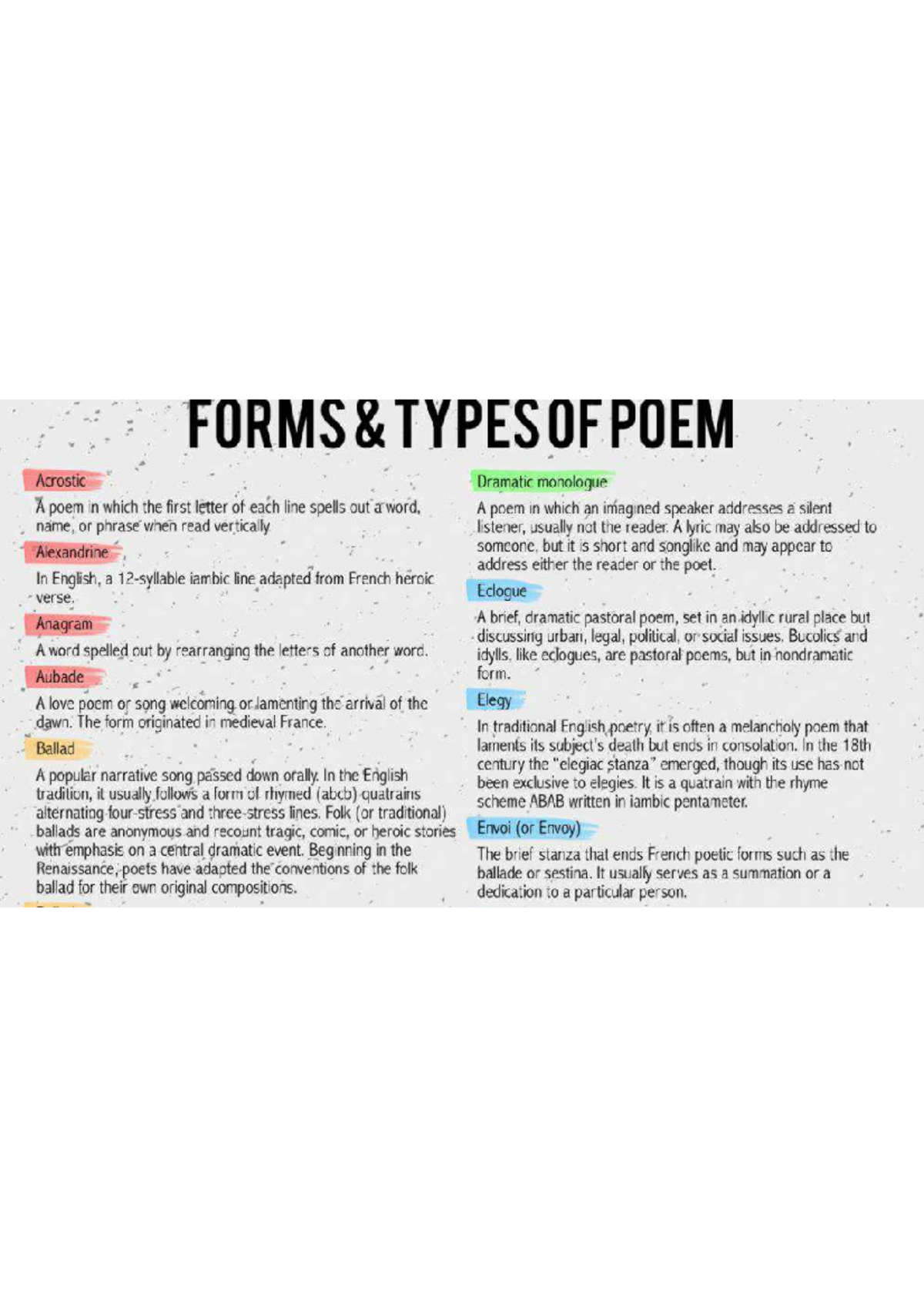 Lyric Poems Types