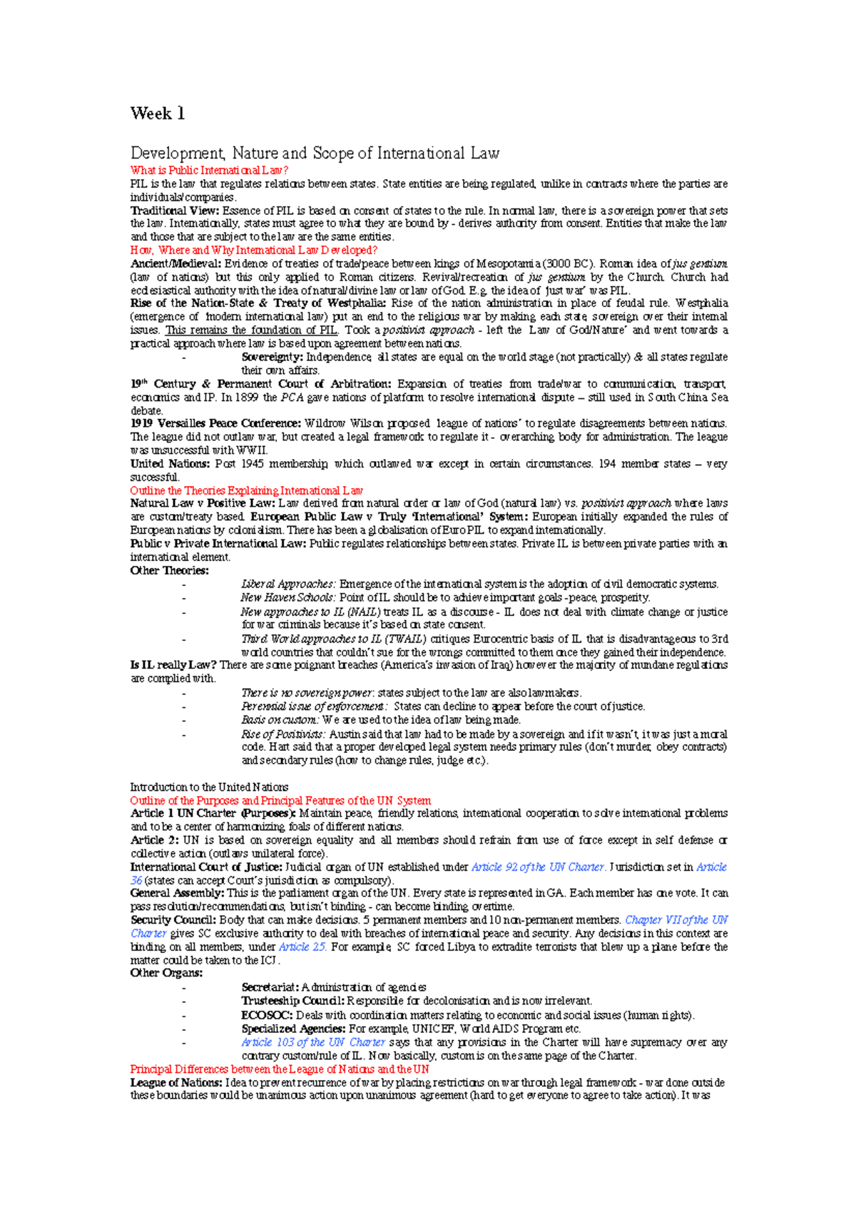Week 1 Lecture: Development and Scope of Public International Law - Studocu