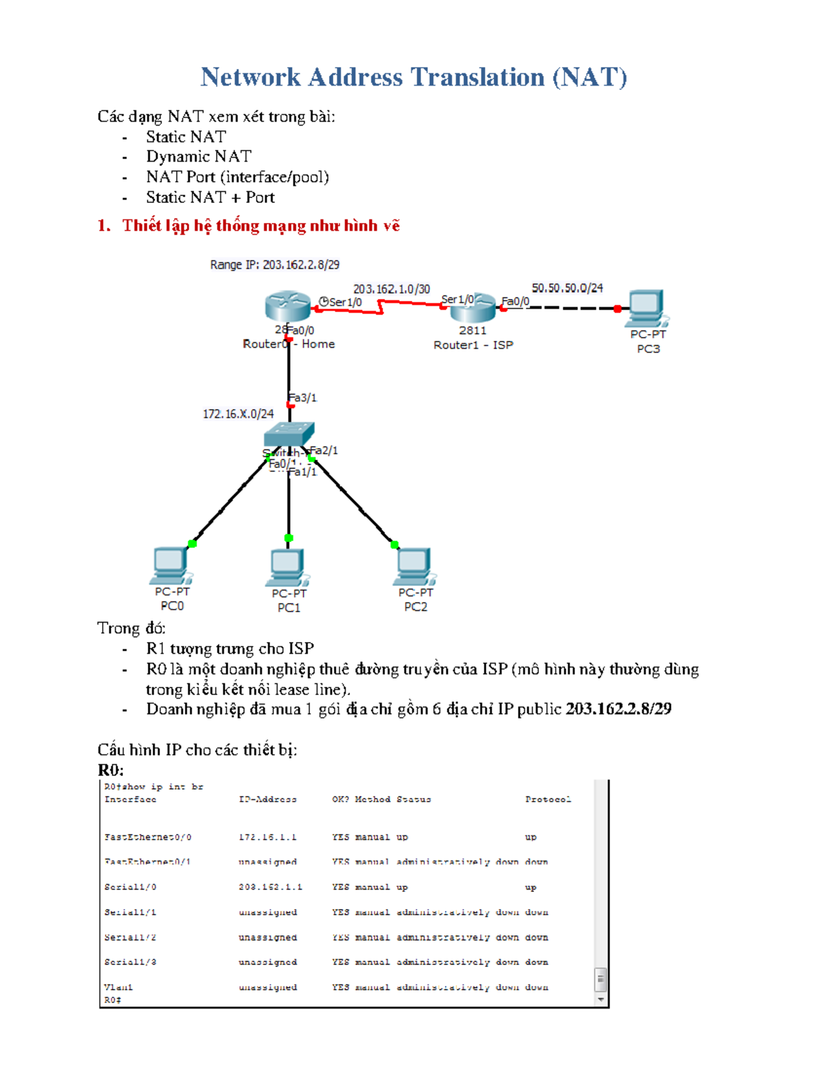 NAT configuration and troubleshoot maintianing - Network Address ...