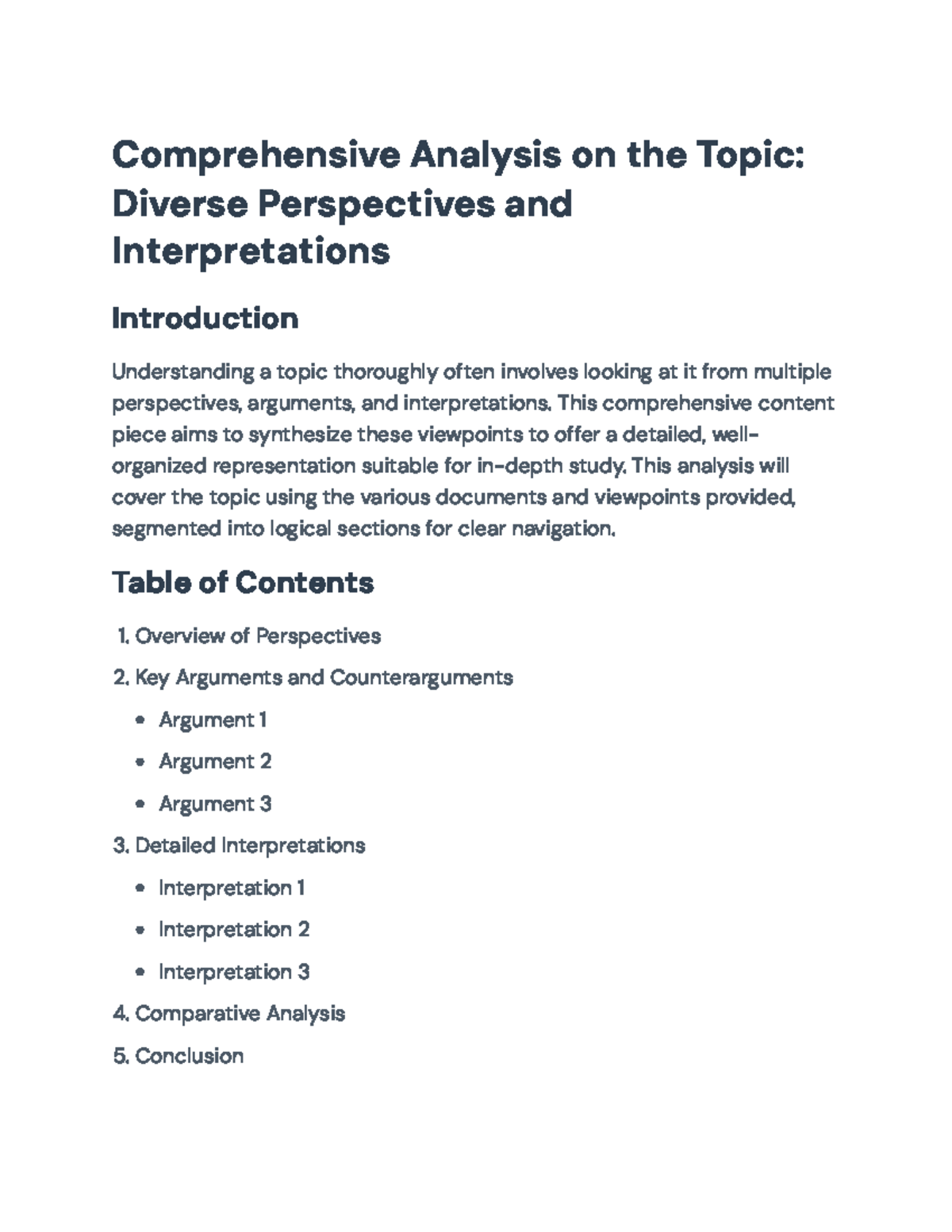 Comprehensive Analysis of Diverse Perspectives in Topic: A Study Guide ...