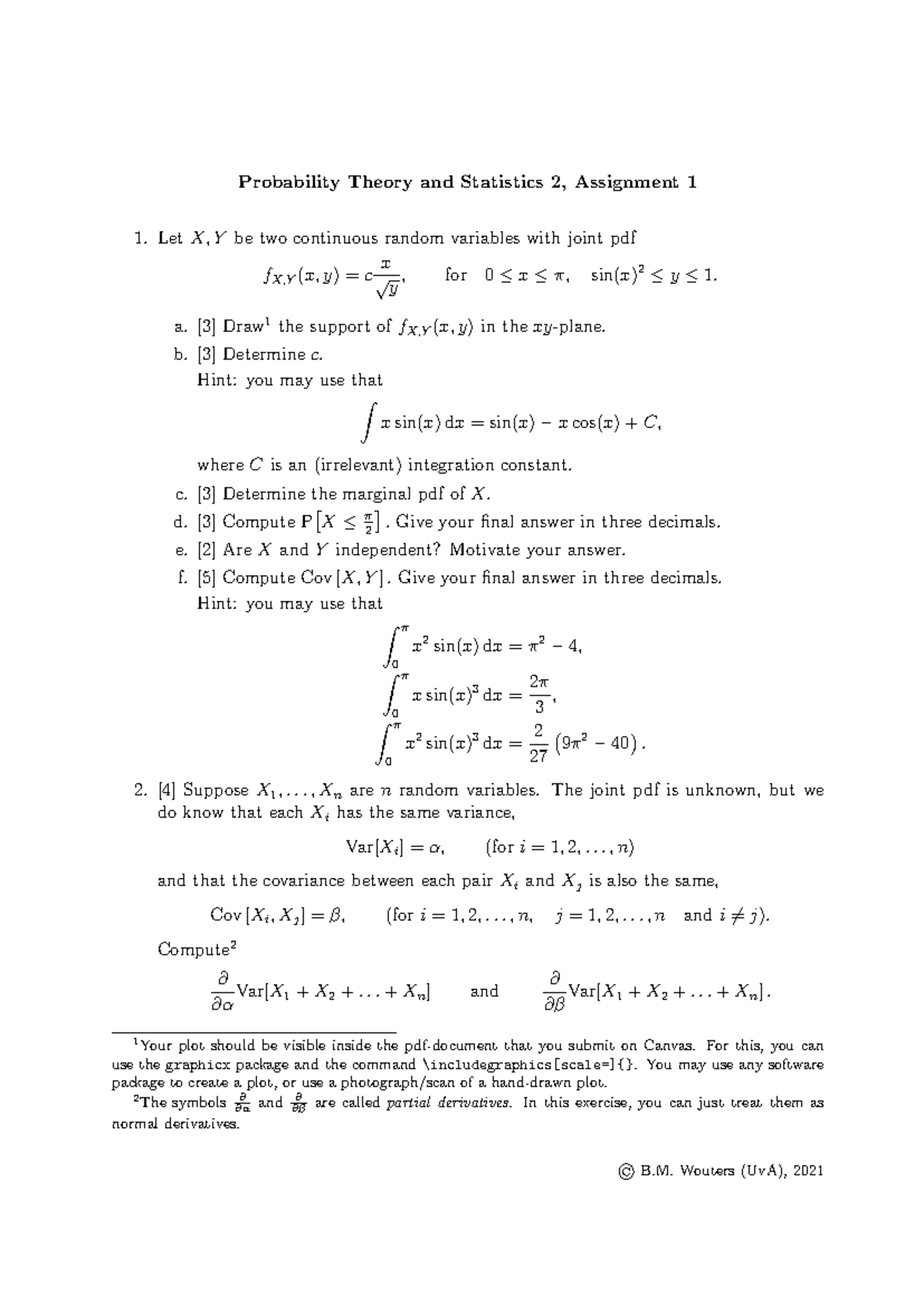 PTS2 Assignment 1: Probability Theory & Statistics Analysis - Studeersnel