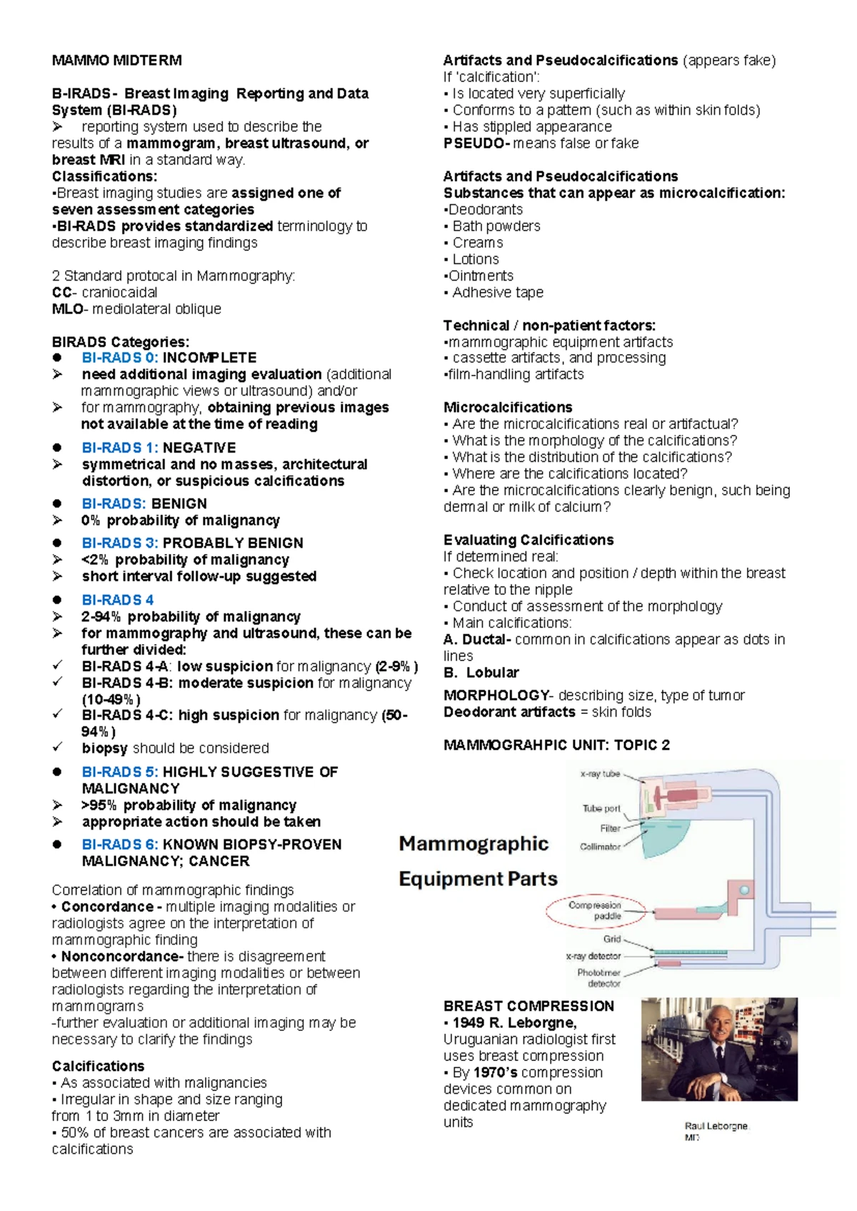 Mammography Lecture Notes: Routine Projections & Techniques - Studocu