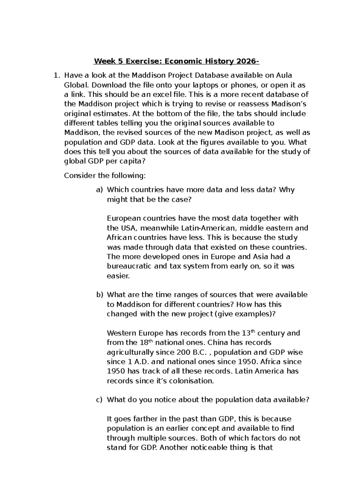 Week 5 Exercise: Economic History Analysis 20261 - Studocu