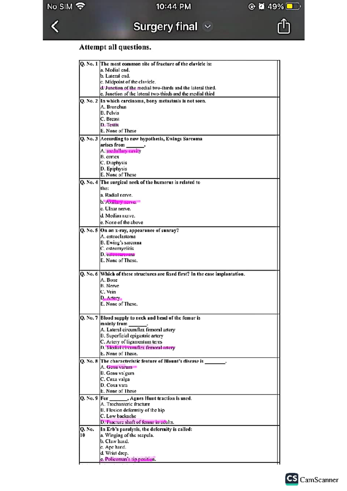 Surgery Final Exam MCQs - Bashir 23 - Studocu