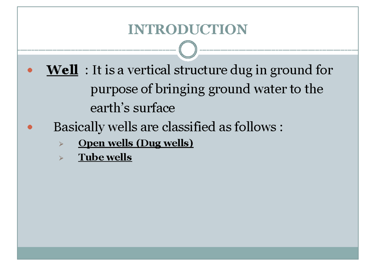 Summary Notes on Types of Wells for Water Management - ENVT 301 - Studocu