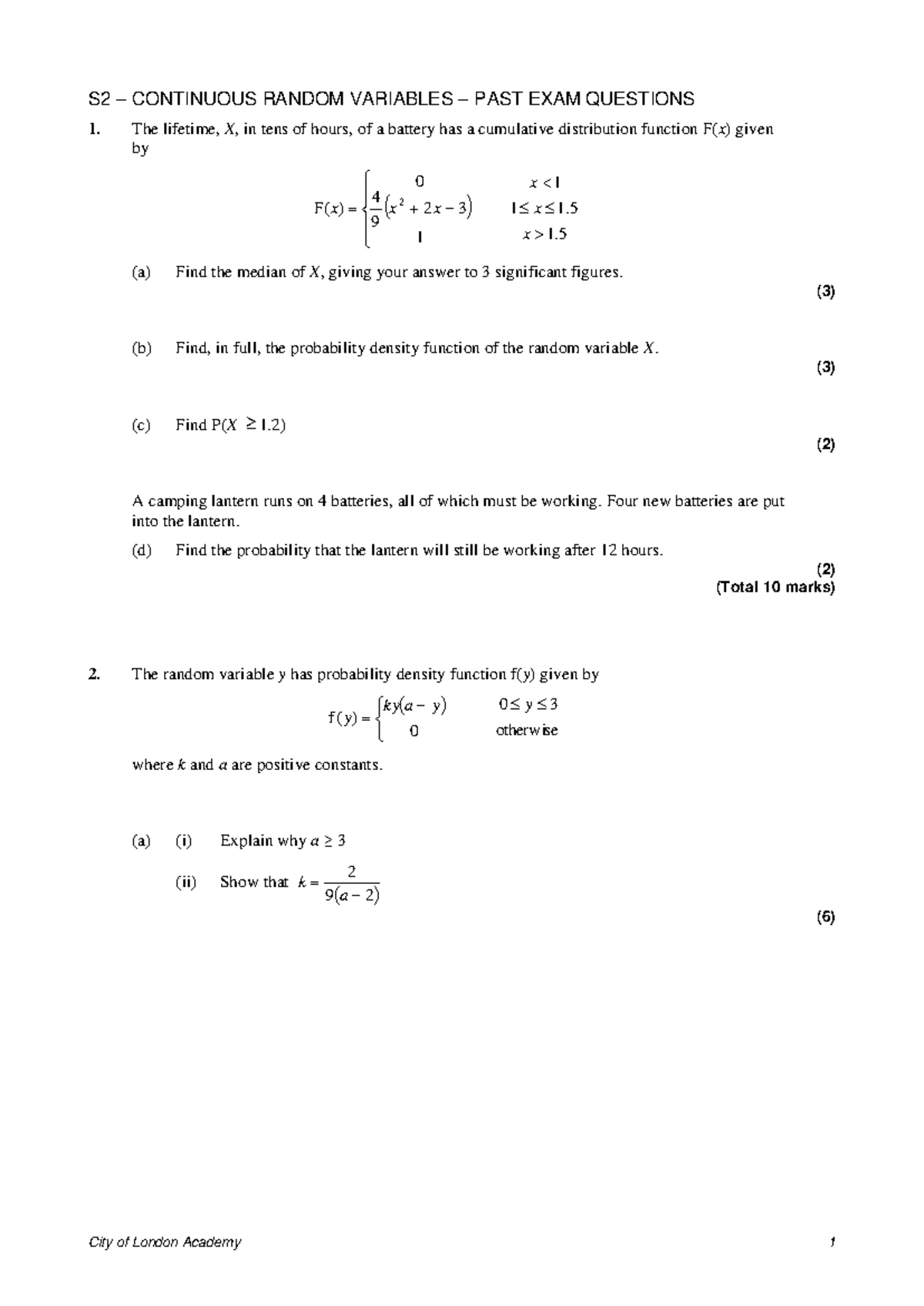 Final Exam 2015 MS1: Probability and Statistics Questions - Studocu