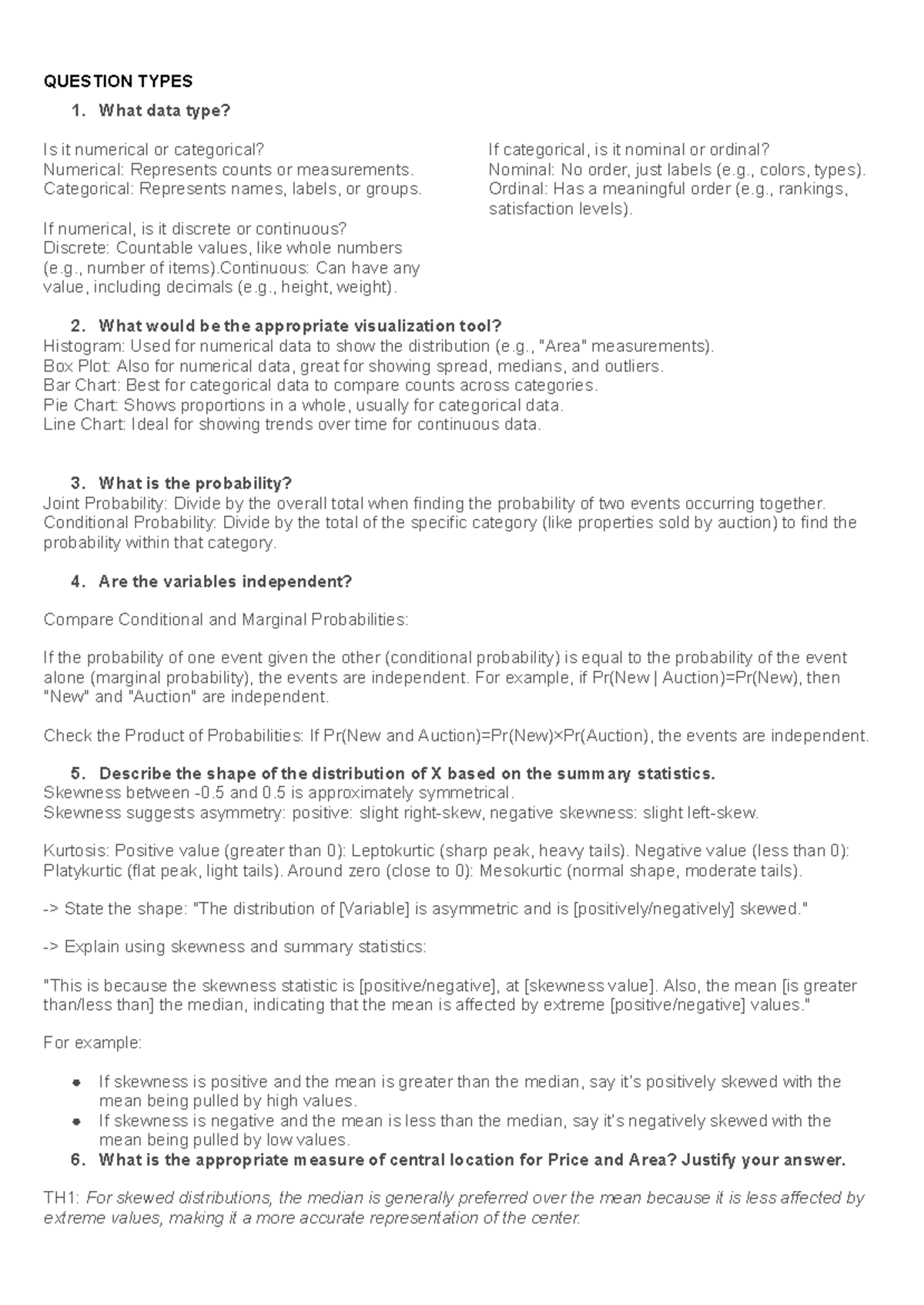 STAT 101: Exam Notes on Data Types, Probability, and Hypothesis Testing ...
