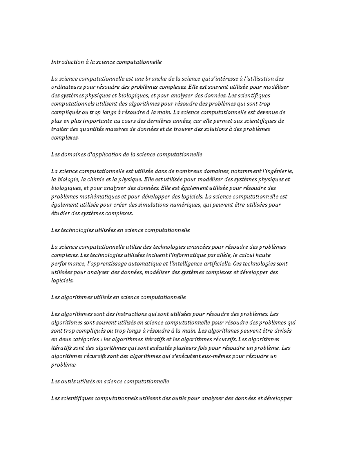 Computational Science Study Notes - Introduction à la science ...