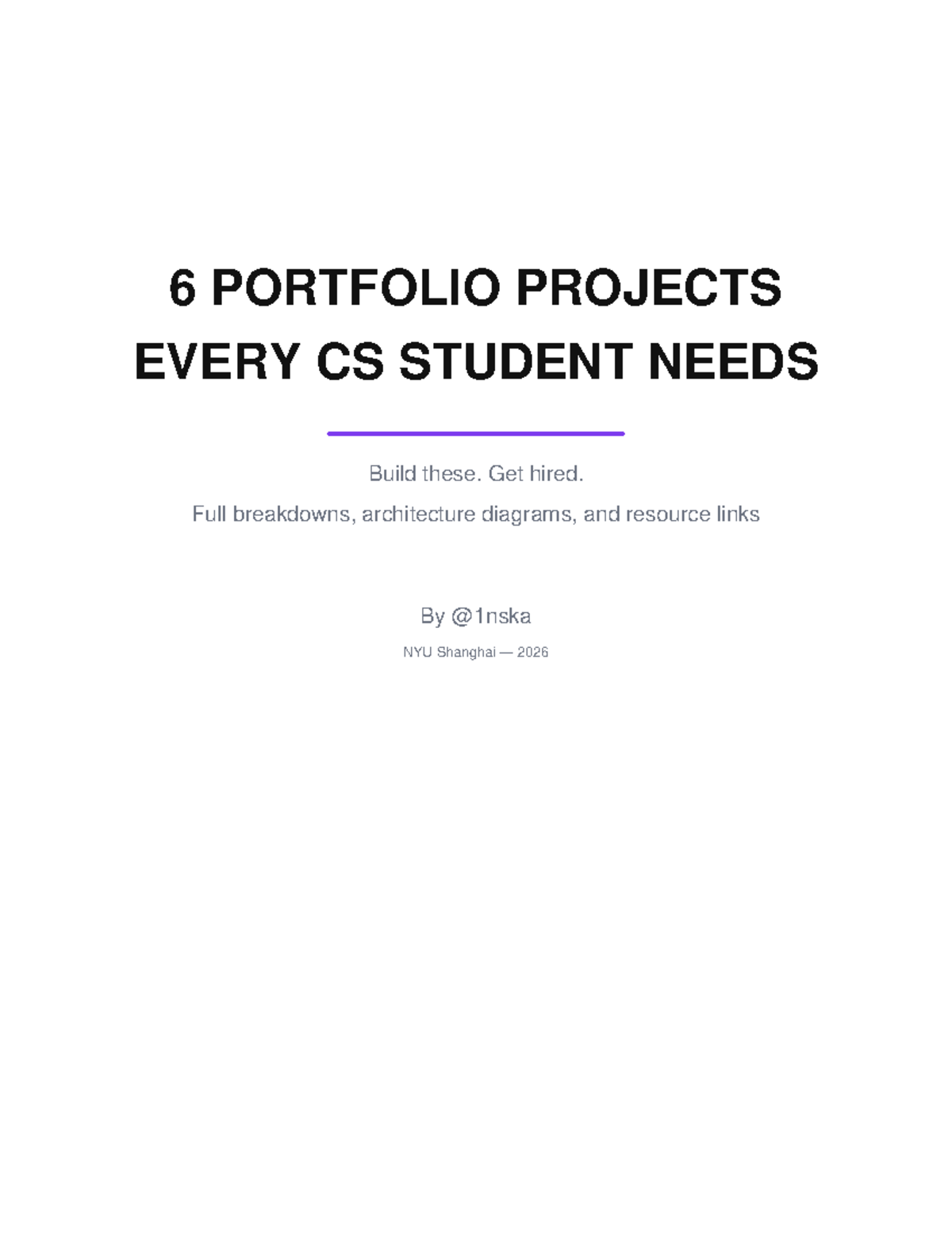 6 Essential CS Portfolio Projects for NYU Shanghai 2026 Students - Studocu