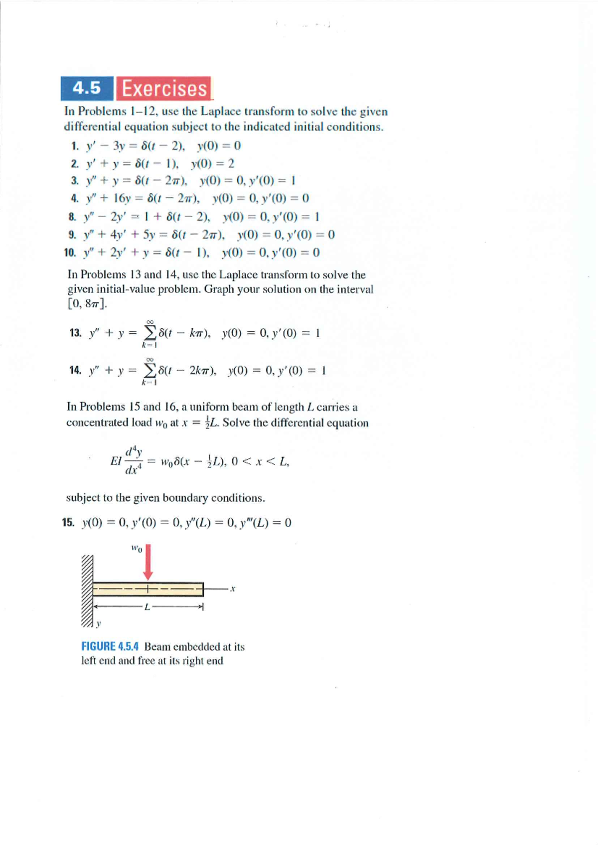 Section 4.5 Solutions - Laplace transformation - 4 Exercises In ...