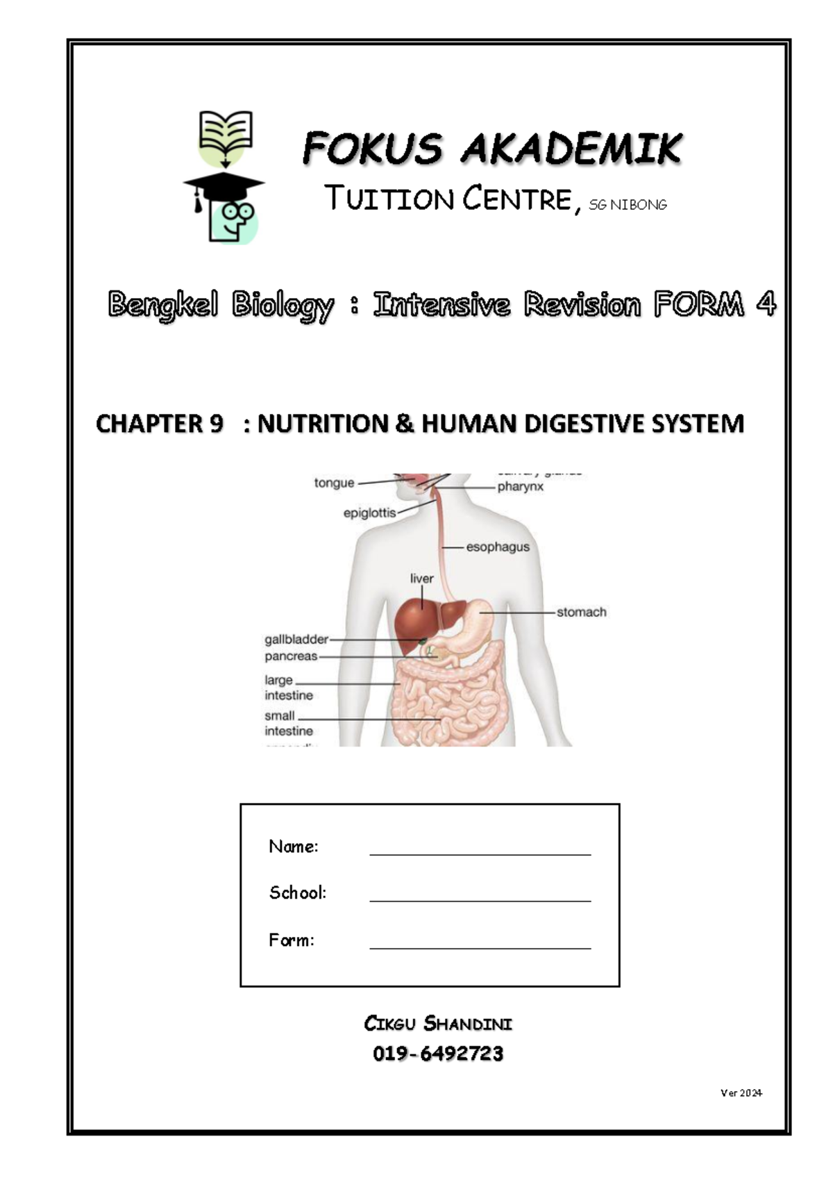 Ch 9: Nutrition & Human Digestive System Revision F4 (2024) - Studocu