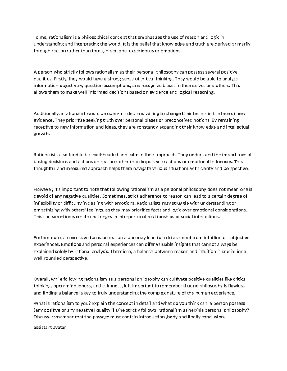 Rationalism: Exploring Its Positive and Negative Qualities - AMU - Studocu