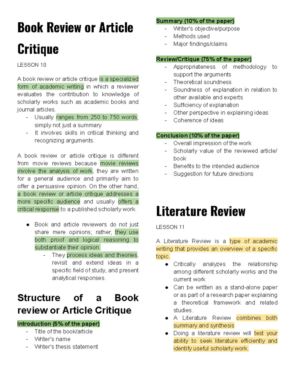 RWS 101: Comprehensive Guide to Book Reviews and Literature Critiques ...