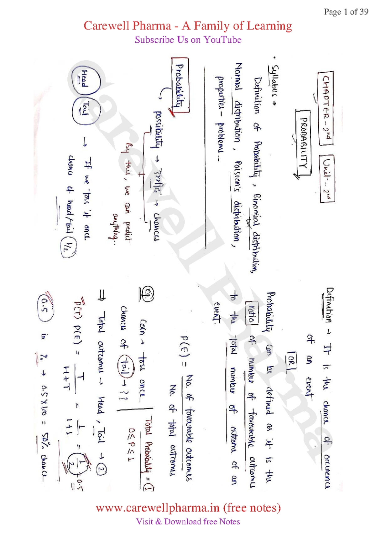 Chapter 2: Biostatistics & Research Methodology - B Pharmacy 8th Sem ...