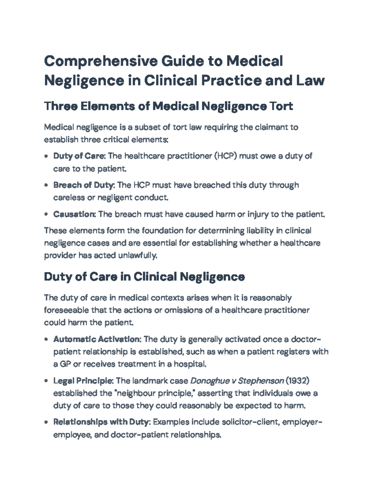 Comprehensive Overview of Medical Negligence Standards and Laws【4:1 ...