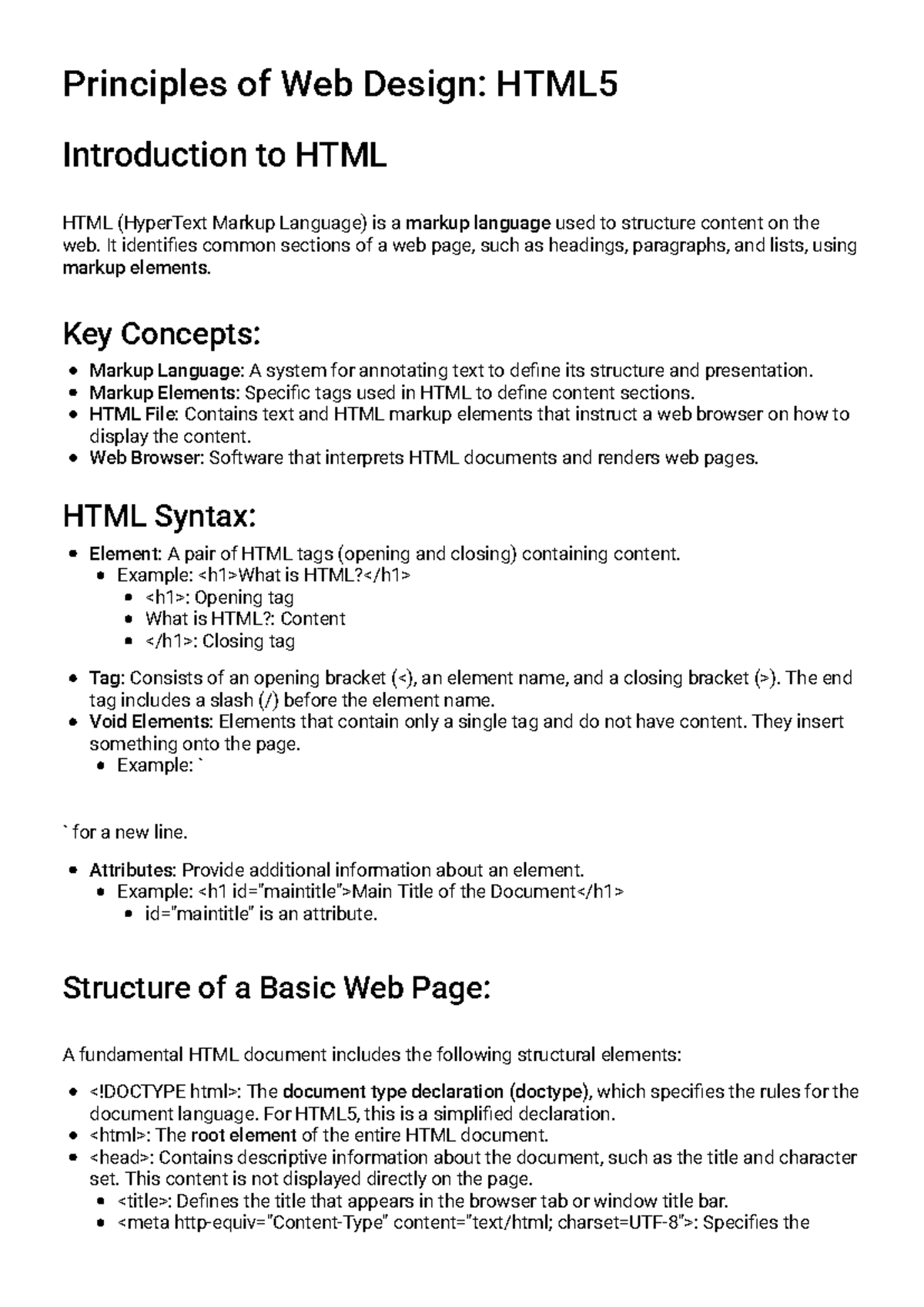 Principles of Web Design: HTML5 Study Guide - Studocu
