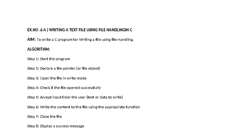 EX 6 & 7 - C Programming Lab Practical on File Handling & Libraries ...