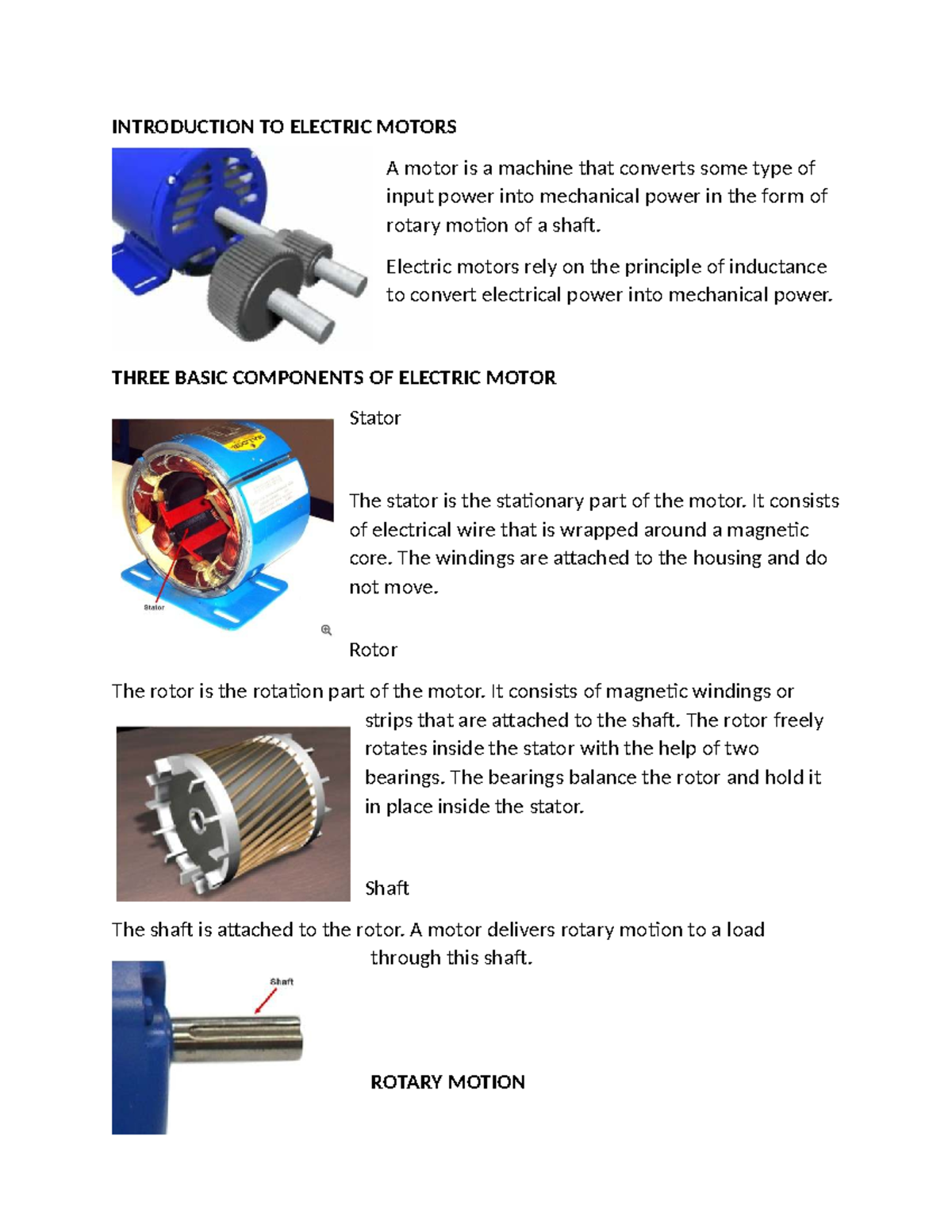 Electrical Machines (EE101) Midterm Reviewer: Electric Motors ...