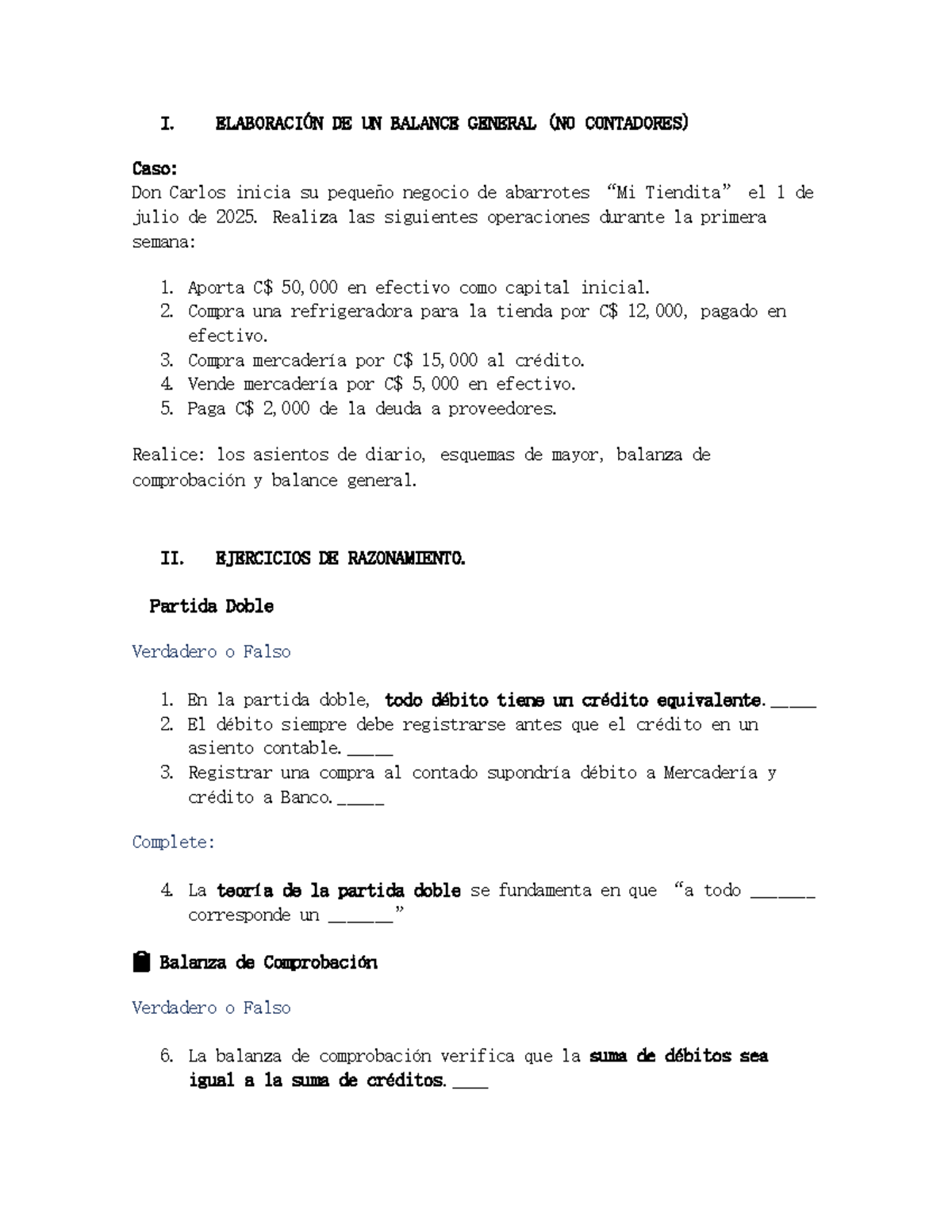 Guía Final de Contabilidad I: Balance General y Ejercicios - Studocu
