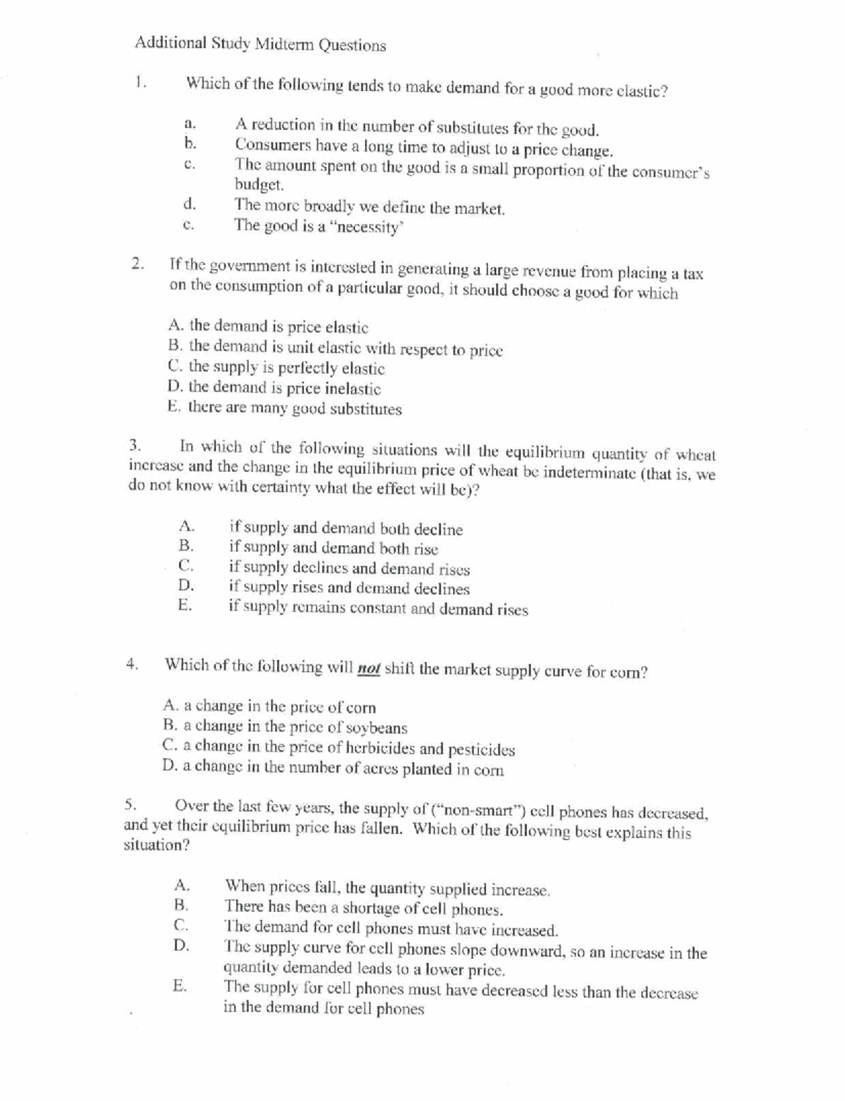 Midterm Questions Practice for Economics 101 - Studocu