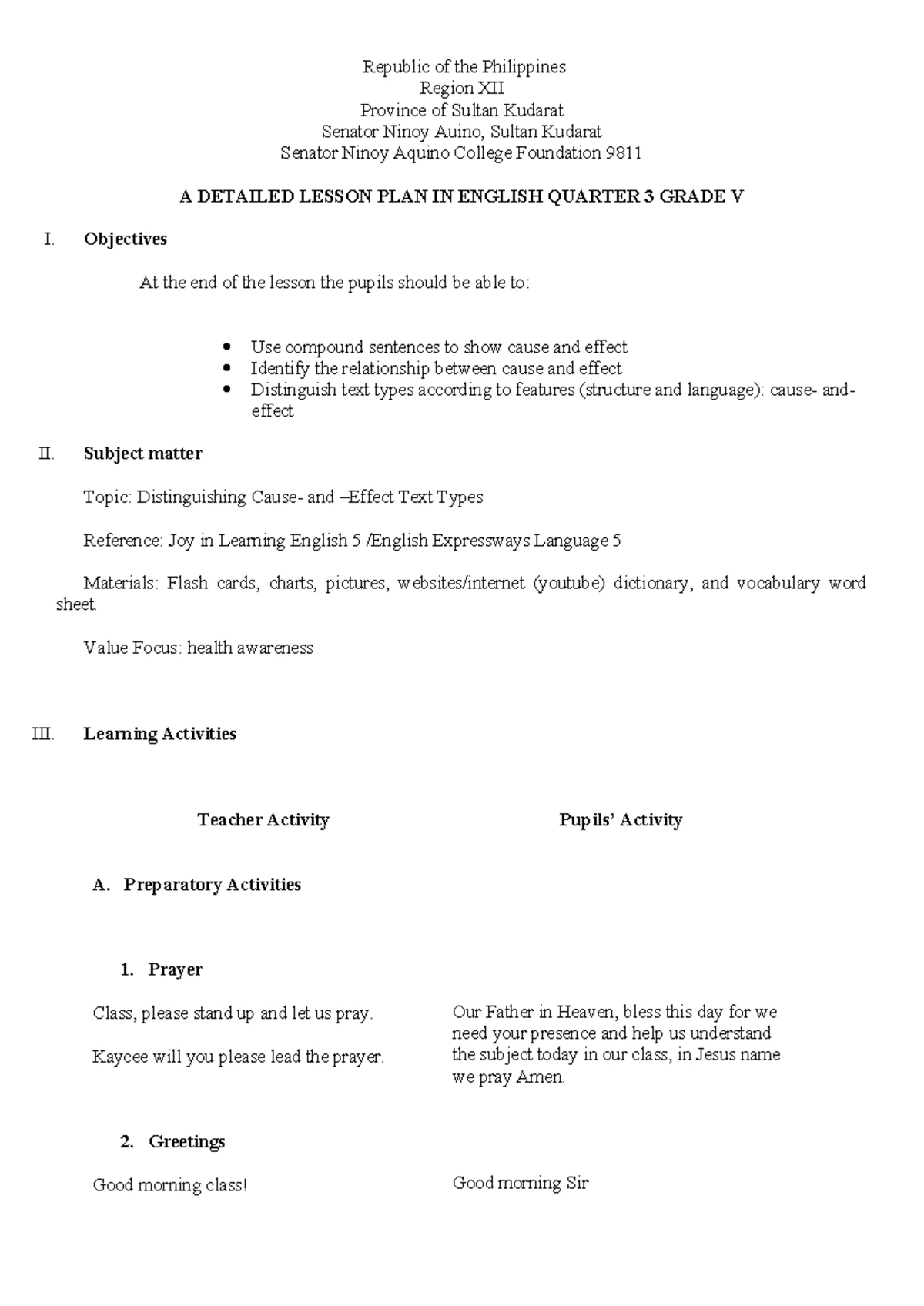 5-Es Lesson Plan: Understanding Force Through Engaging Activities - Studocu