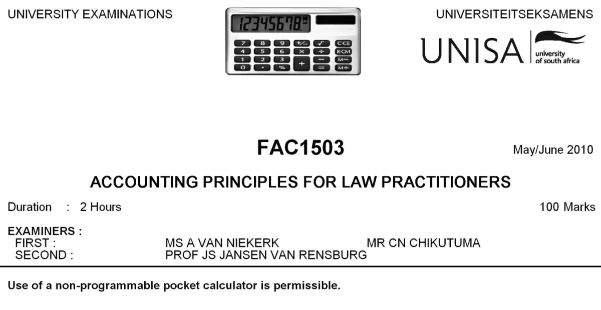 FAC1503 EXAM PACK: Q&A Solutions (2008 - 2013) Study Guide - Studocu