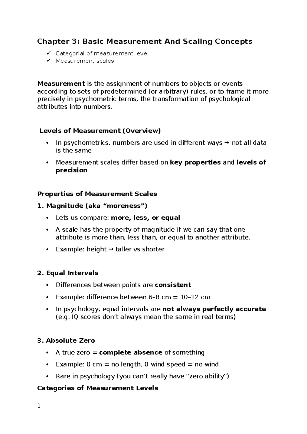 Chapter 3: Basic Measurement & Scaling Concepts in Psychometrics - Studocu