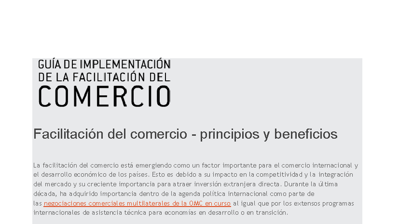 Material de Apoyo sobre Facilitación del Comercio - TFIG - Studocu