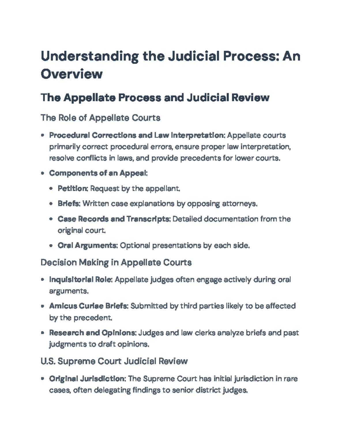 Understanding the U.S. Judicial Process: Key Components and Landmark ...