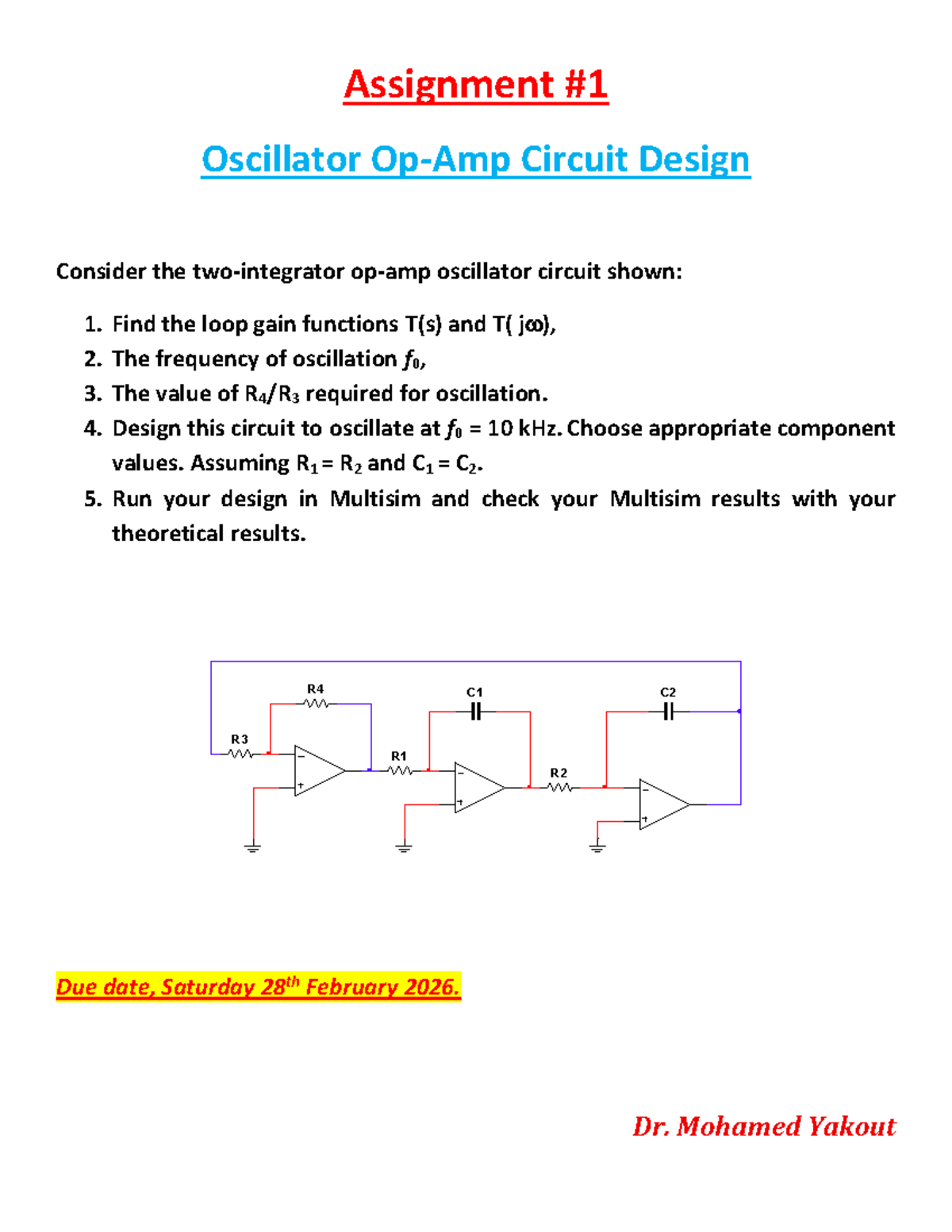 Assignment-1 (26) - assignment - Assignment # 1 Oscillator Op-Amp ...