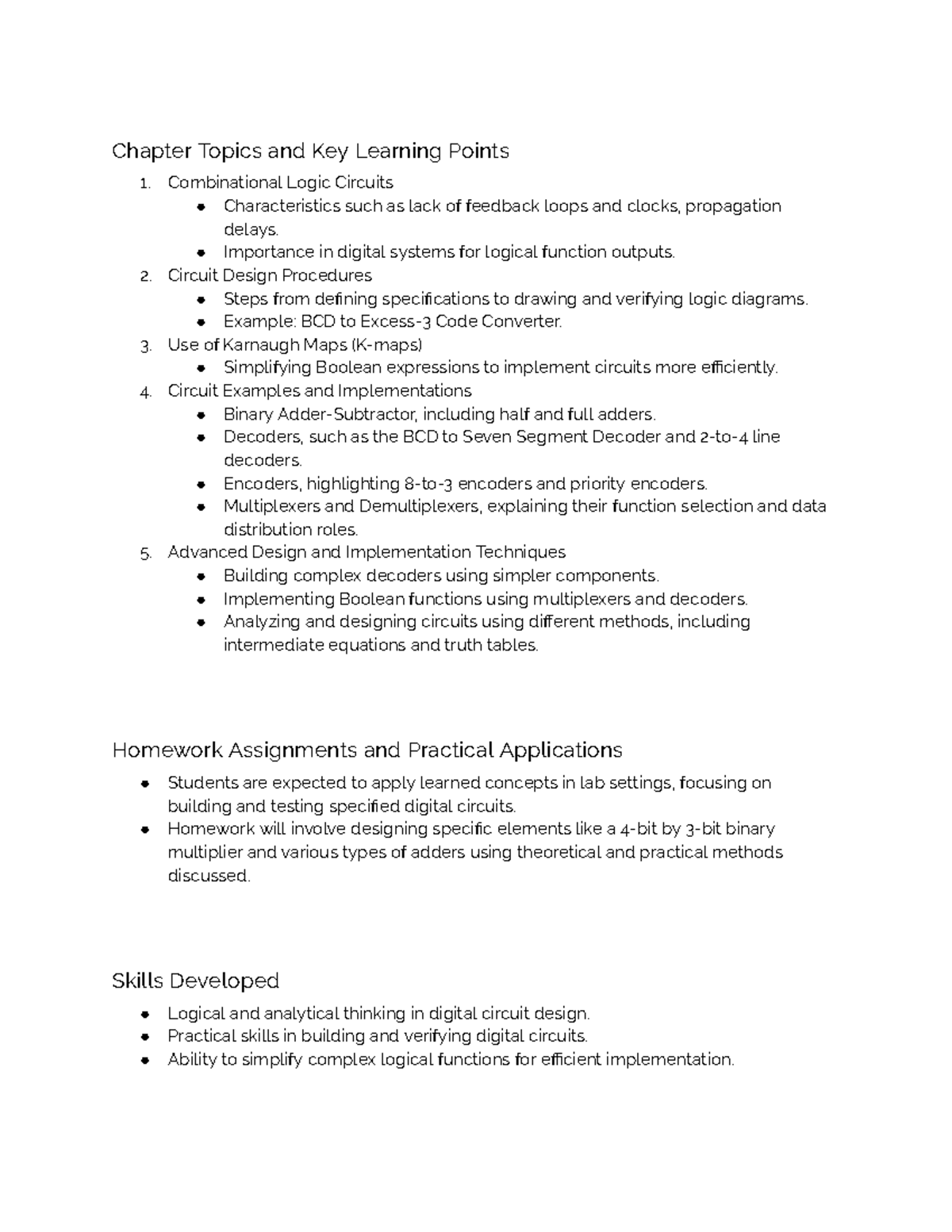 ITI1100 - Combinational Logic Circuits: Key Topics & Learning Points ...