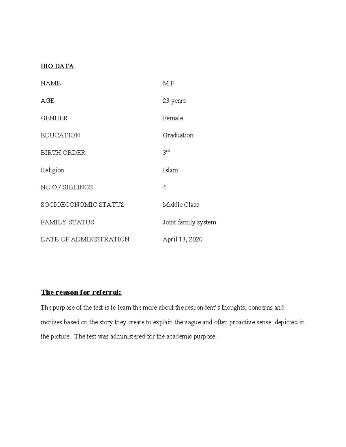 TAT Project Test Report - Case Study of Client M.F. - Studocu