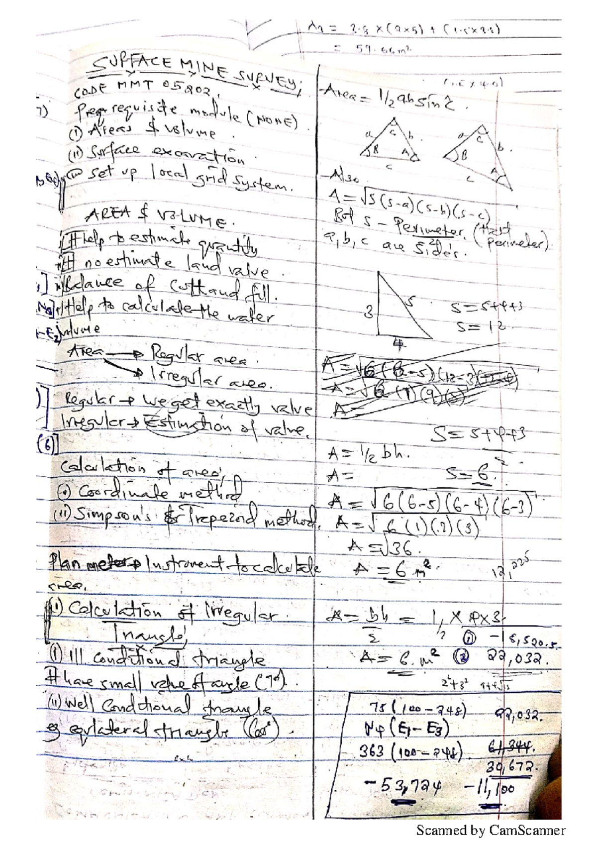 Surface Mining Volume Calculations - MMT 05202 Notes - Studocu