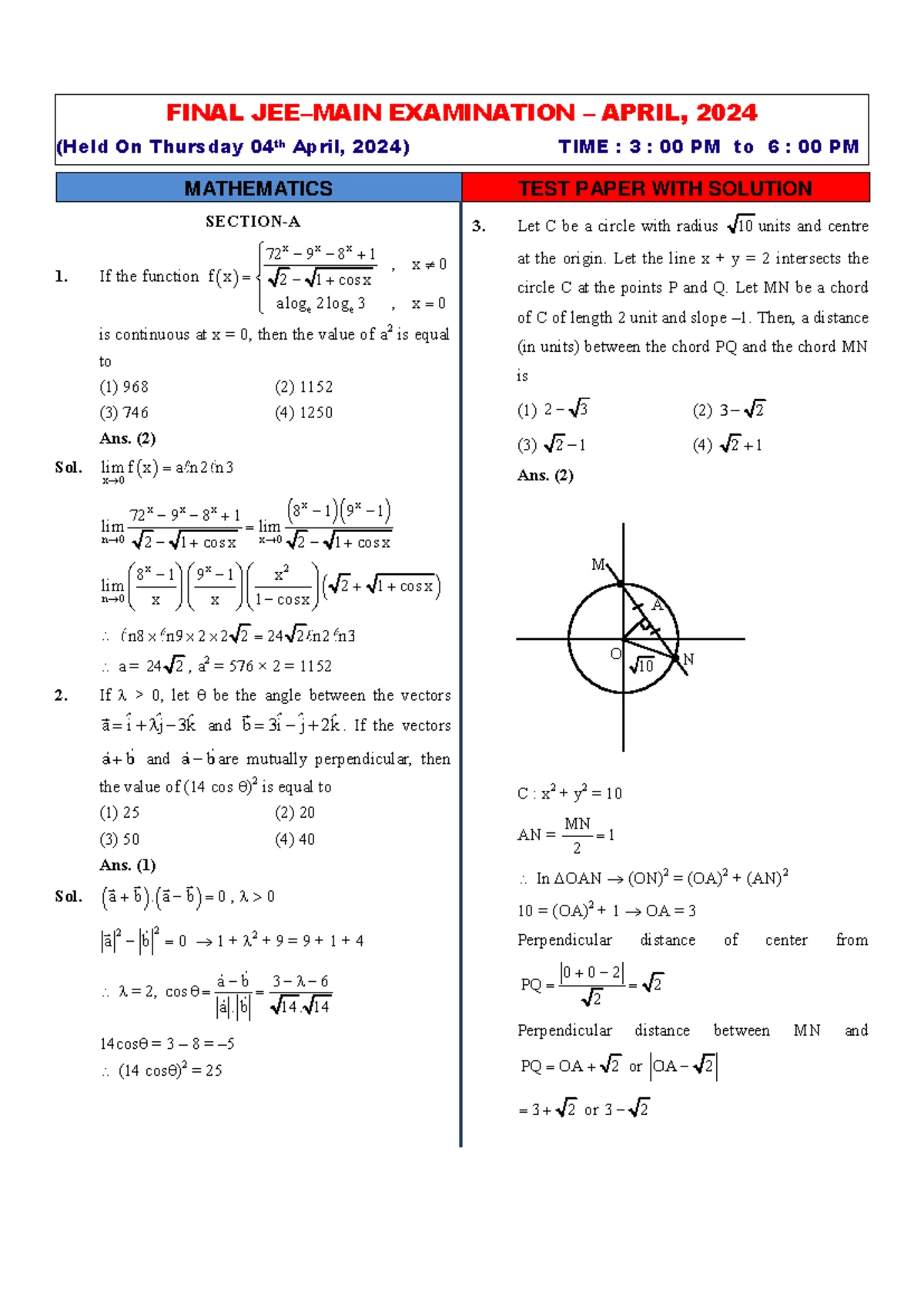 FINAL EXAM MATHEMATICS 1 (JANUARY 2024) SOLUTIONS AND QUESTIONS - Studocu
