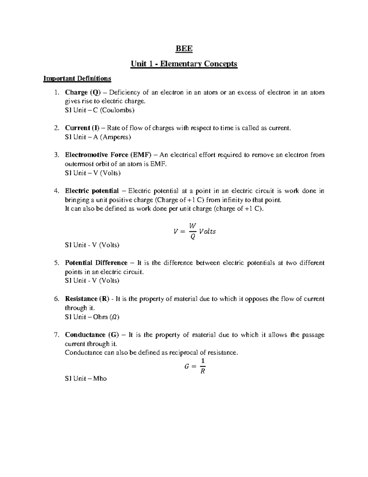 BEE UNIT 3 - notes of classroom. - 7 Single Phase A. Circuits 7 ...