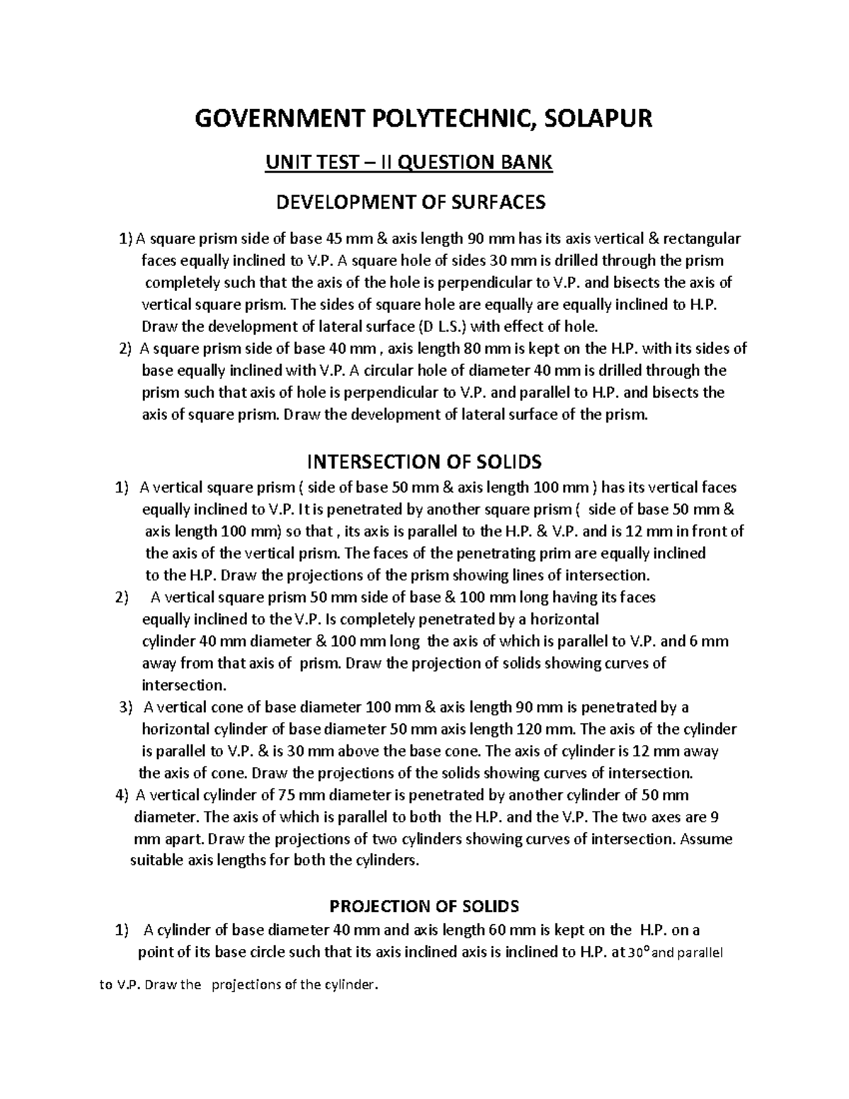 UT-2 EDG Question Bank - Engineering Drawing Unit Test II - Studocu