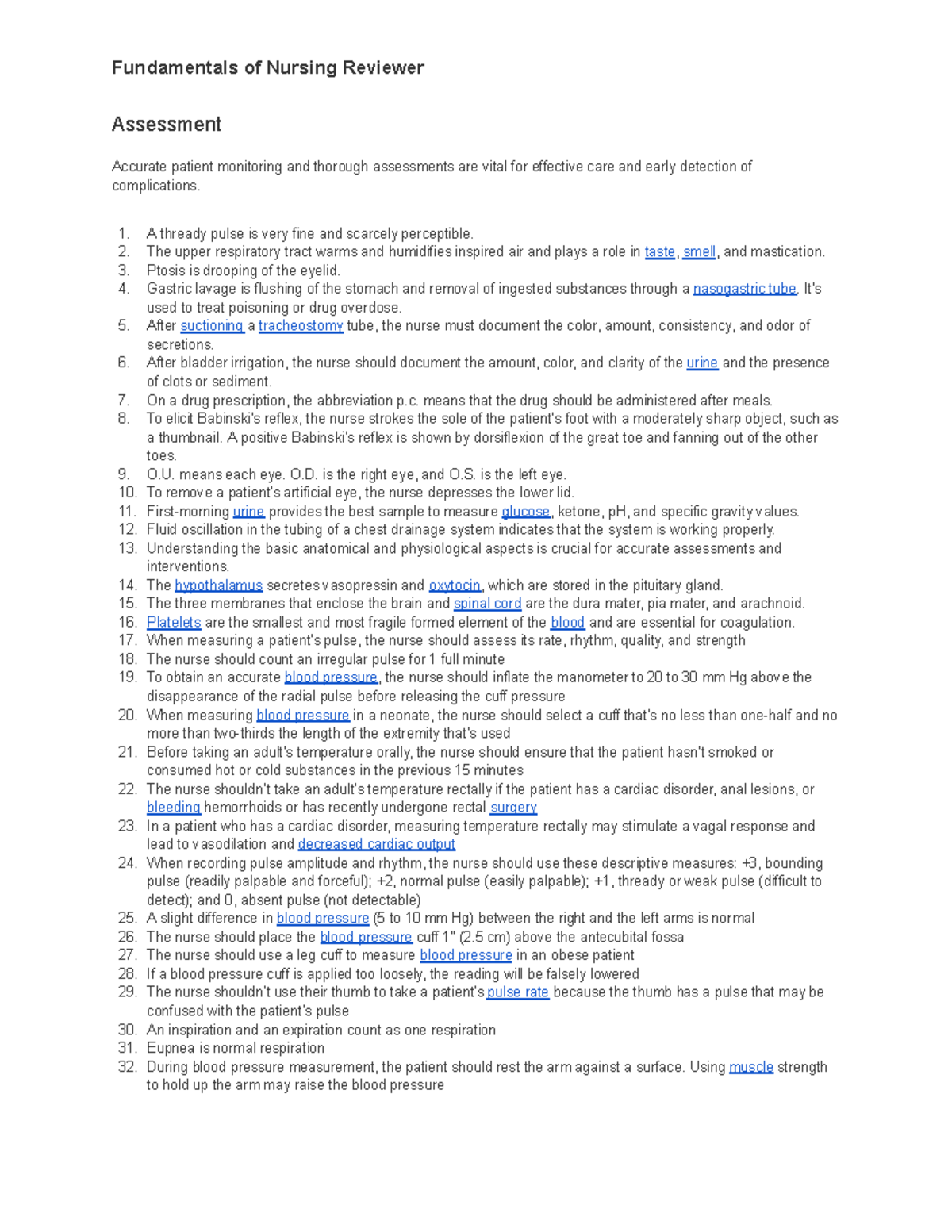 Fundamentals of Nursing Comprehensive Review Guide - Assessment ...