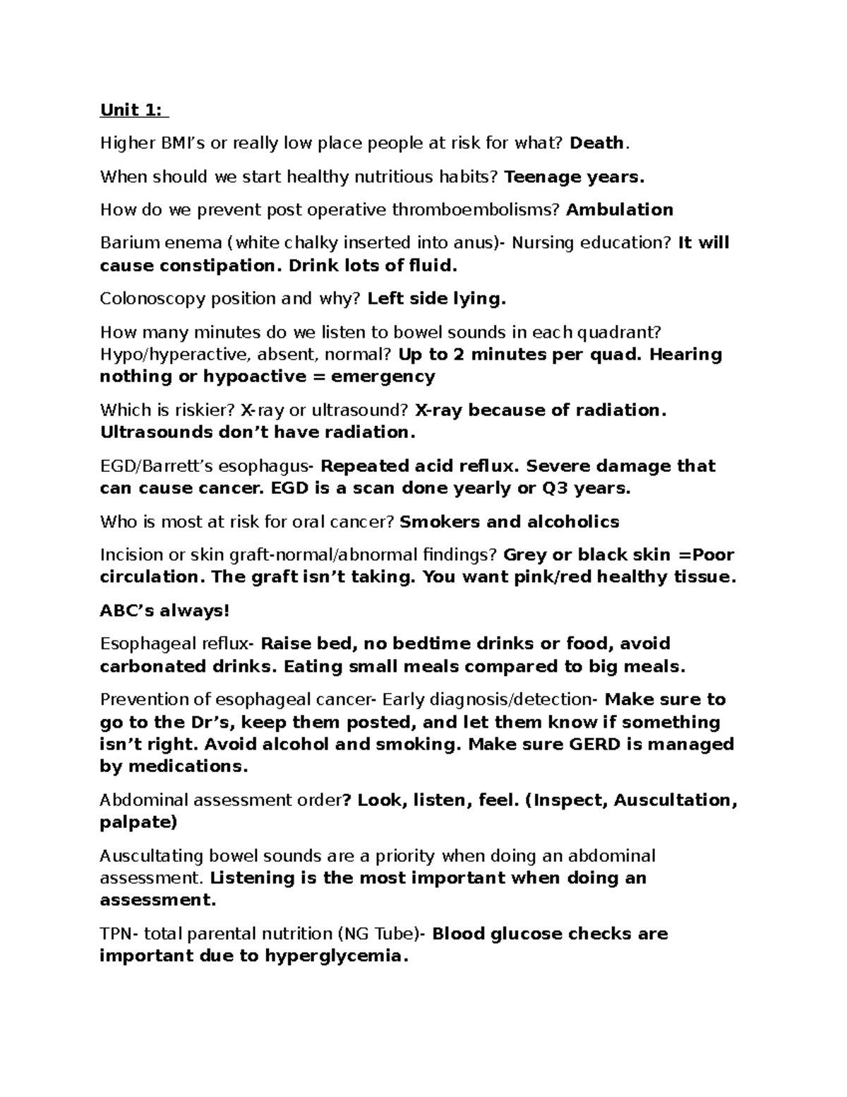 MS2lecturenotes - lecture notes for med surg 2 - Unit 1: Higher BMI’s ...