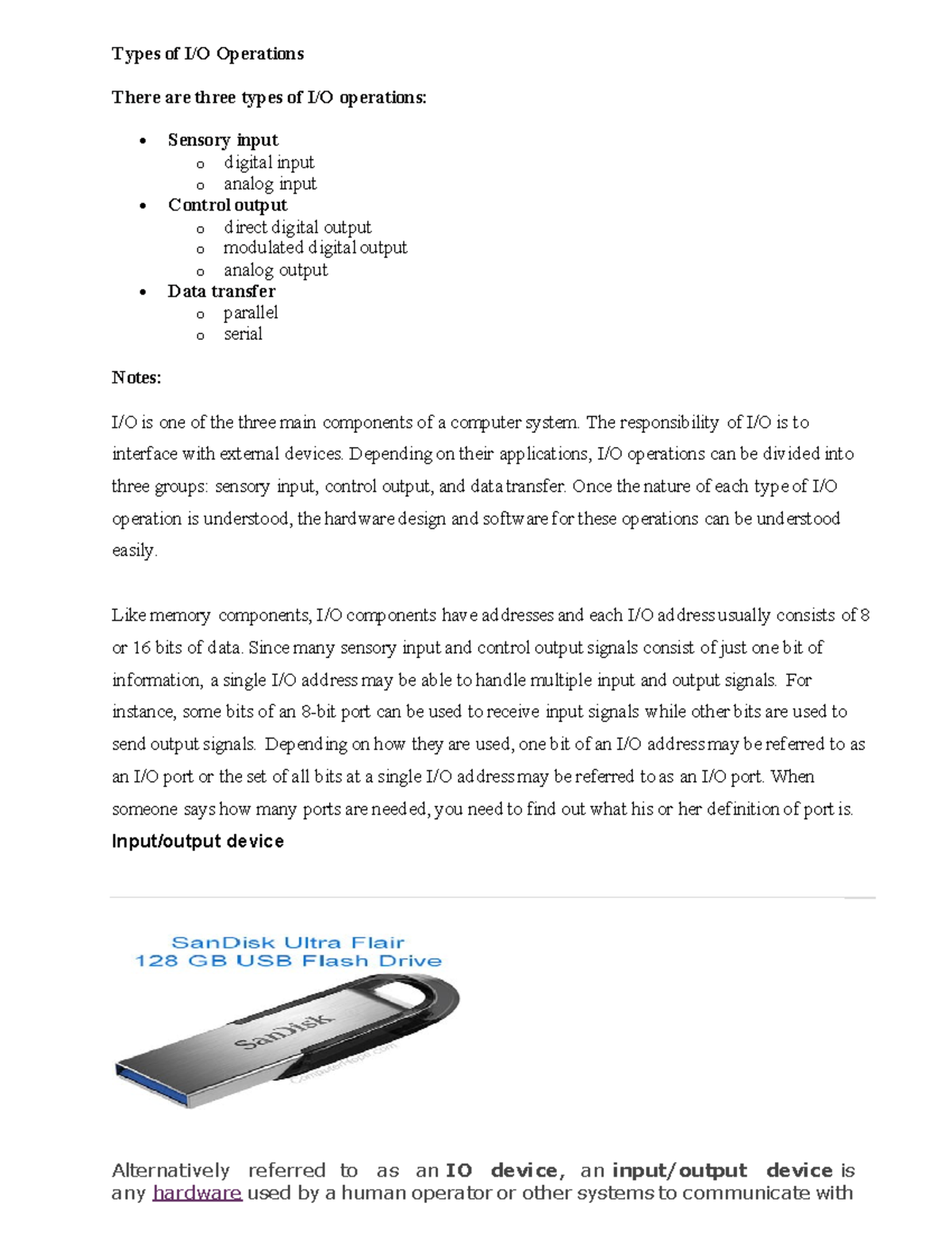 Types of input,output ports - Types of I/O Operations There are three ...