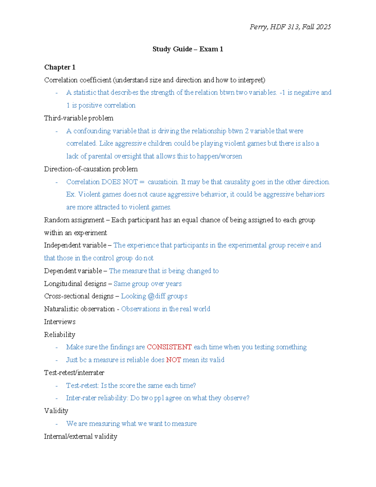 HDF 313 Study Guide – Key Concepts for Exam 1 (Fall 2025) - Studocu