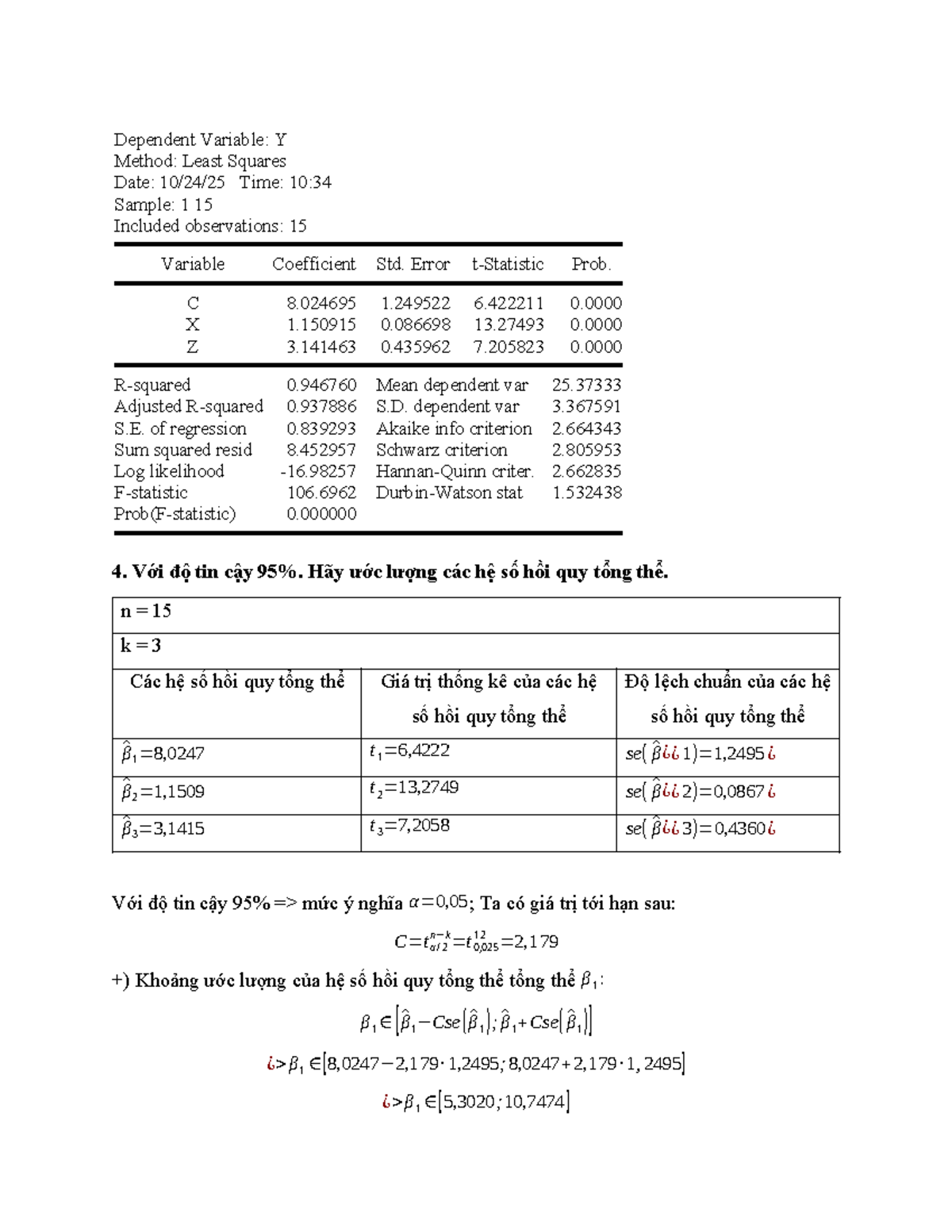 Dependent Variable Analysis: Least Squares Method - KTL - Studocu