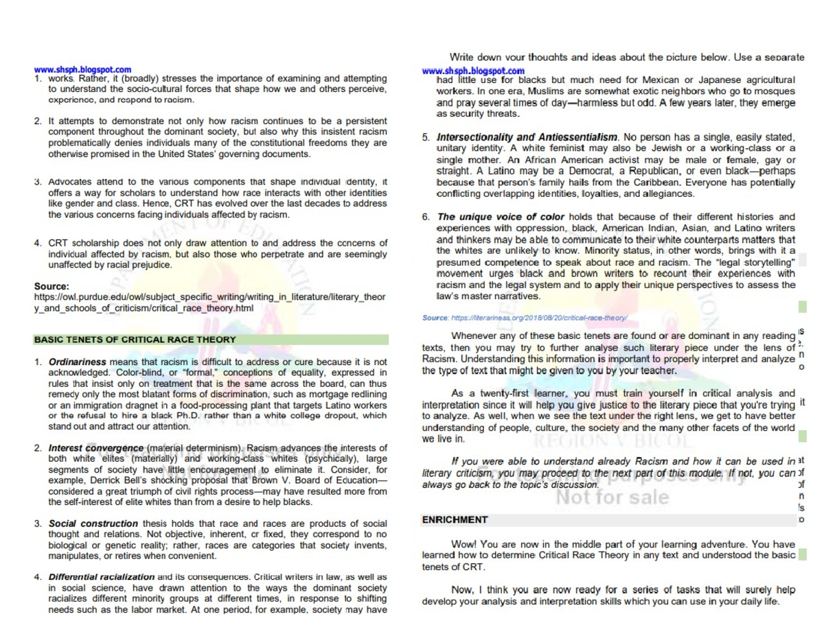 Literature Q4 Lesson 2 Module - Write down vour thoughts and ideas ...