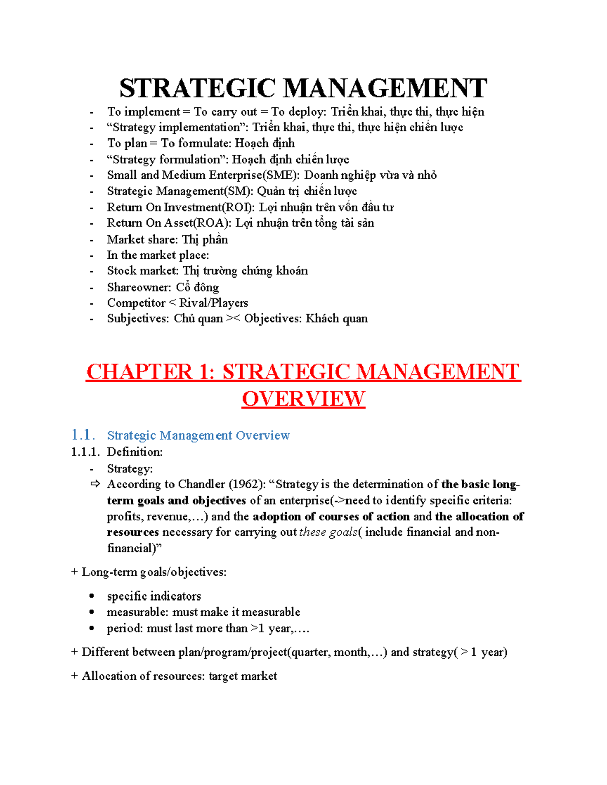 Strategic Management Overview and Key Concepts - SM 101 - Studocu