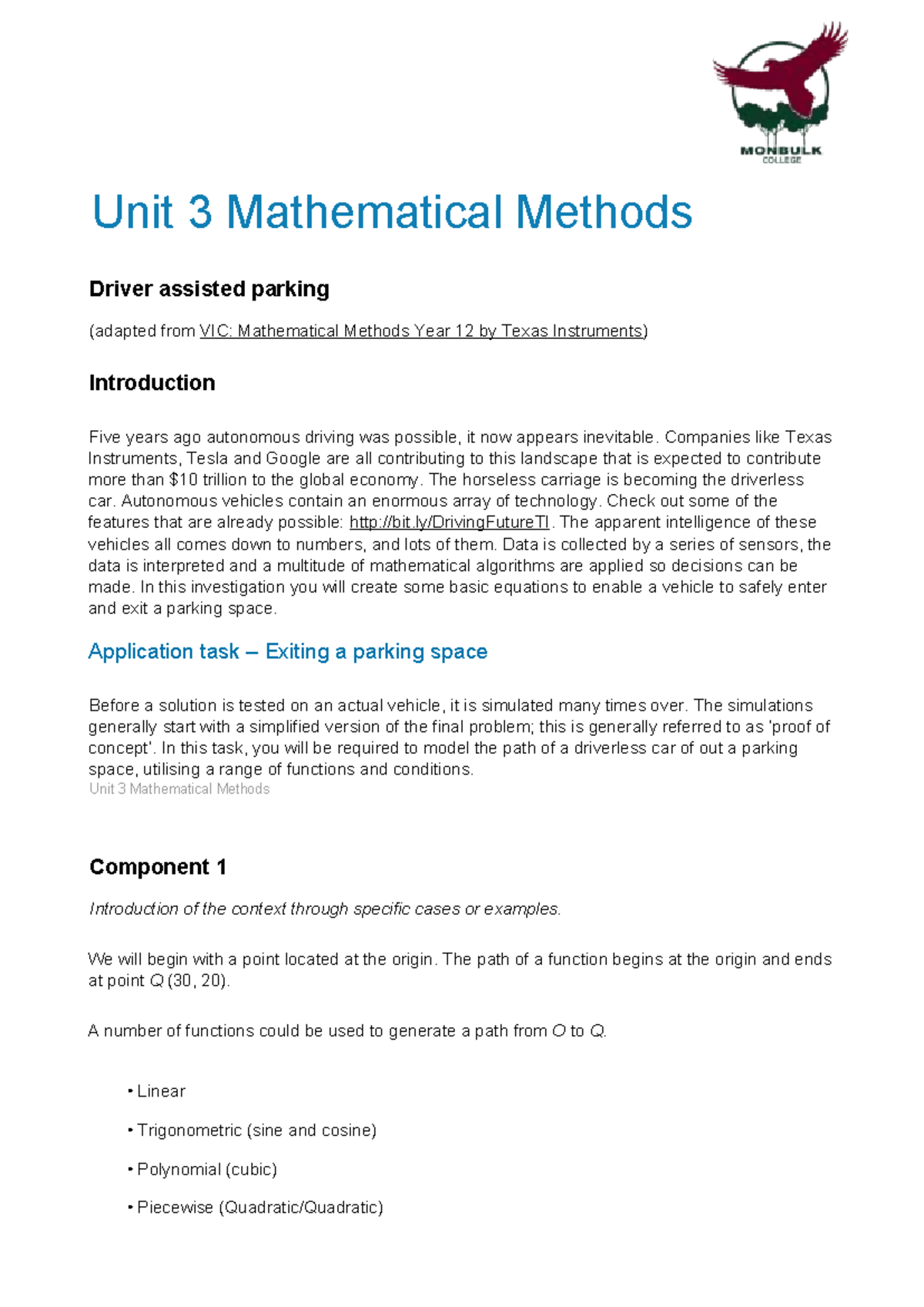 Unit 3 Mathematical Methods: Driverless Car Parking Simulation Analysis ...