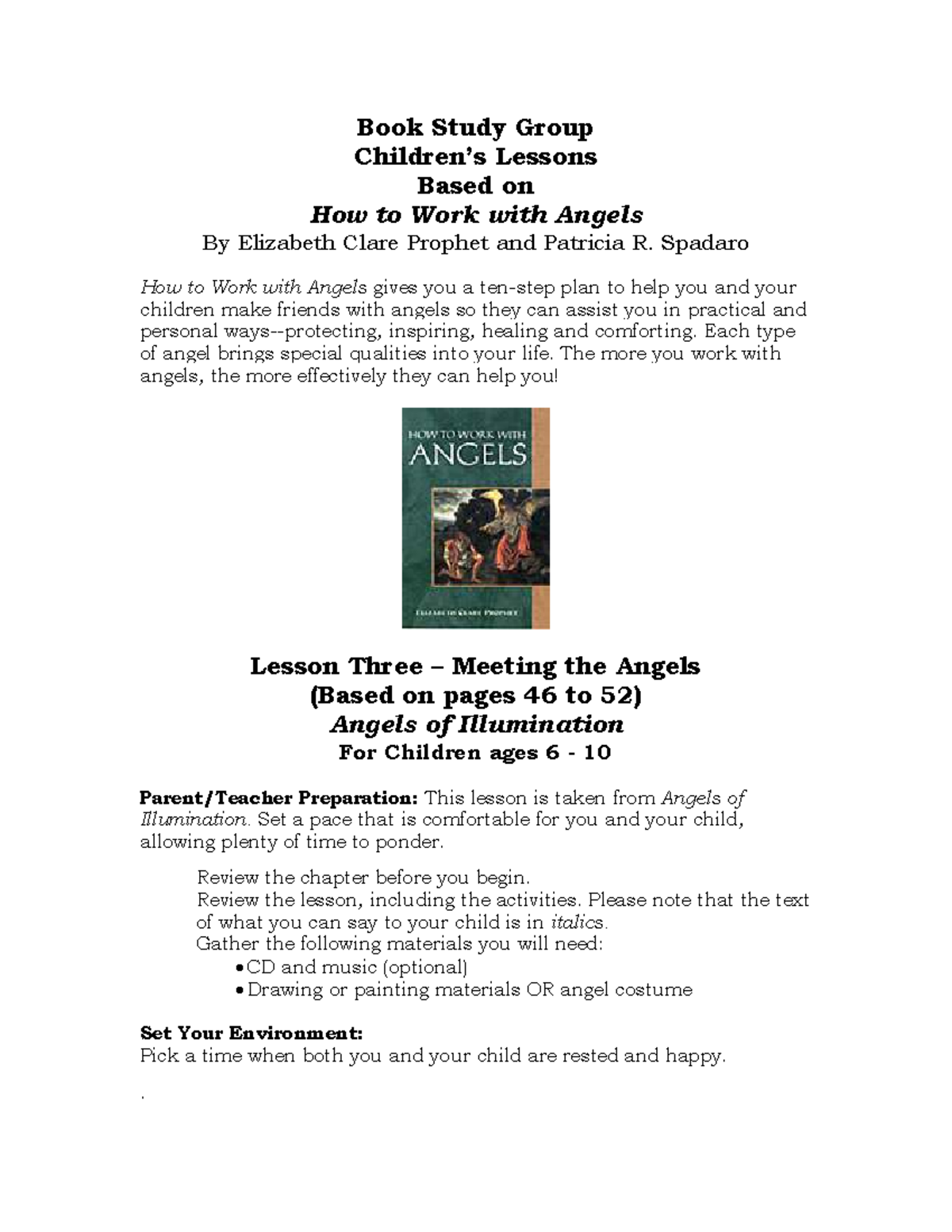 6-10 Lesson 3: Meeting the Angels with Archangel Jophiel - Studocu