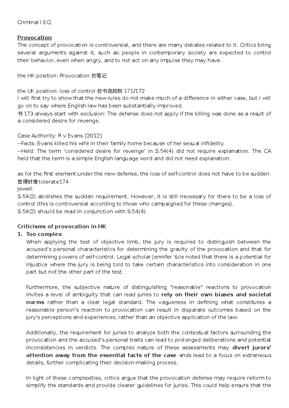 Criminal I EQ - hhhh - Criminal I EQ Provocation The concept of ...