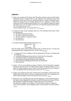 Assignment 2 - Equity hw - Page of 8 SMU Classification: Restricted ...