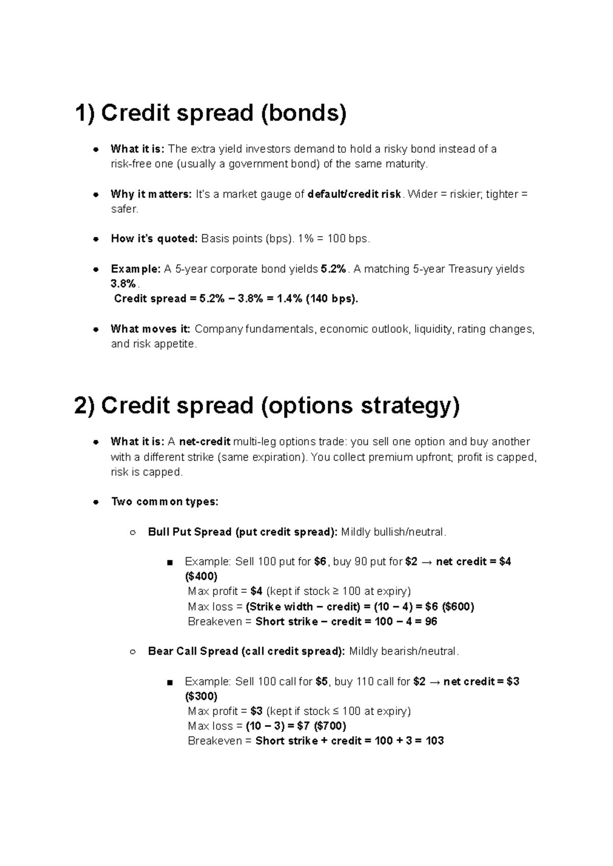 Credit Spread Analysis: Bonds & Options Strategies - Studeersnel