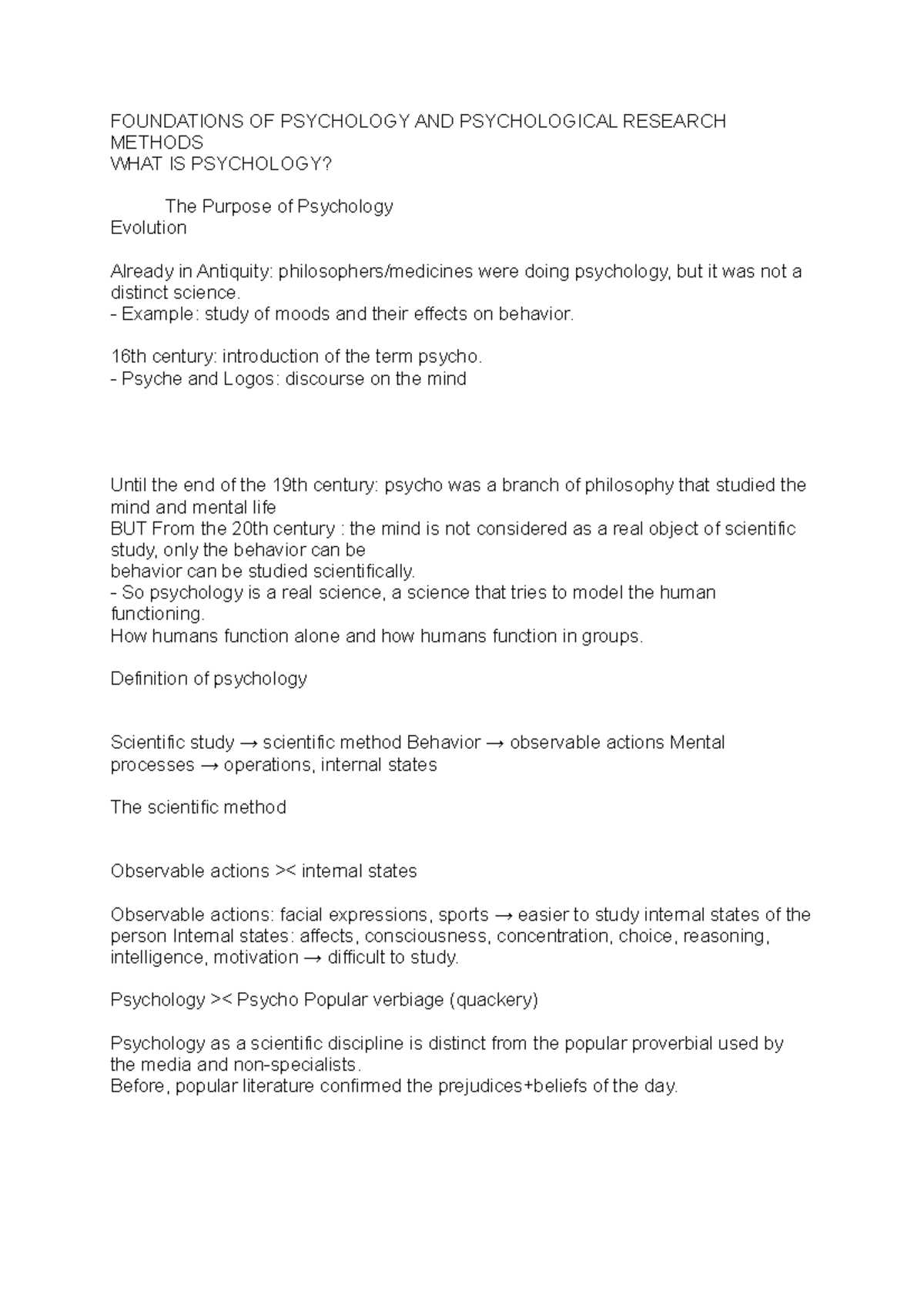 Foundations of Psychology & Research Methods (PSY 101) - Studocu